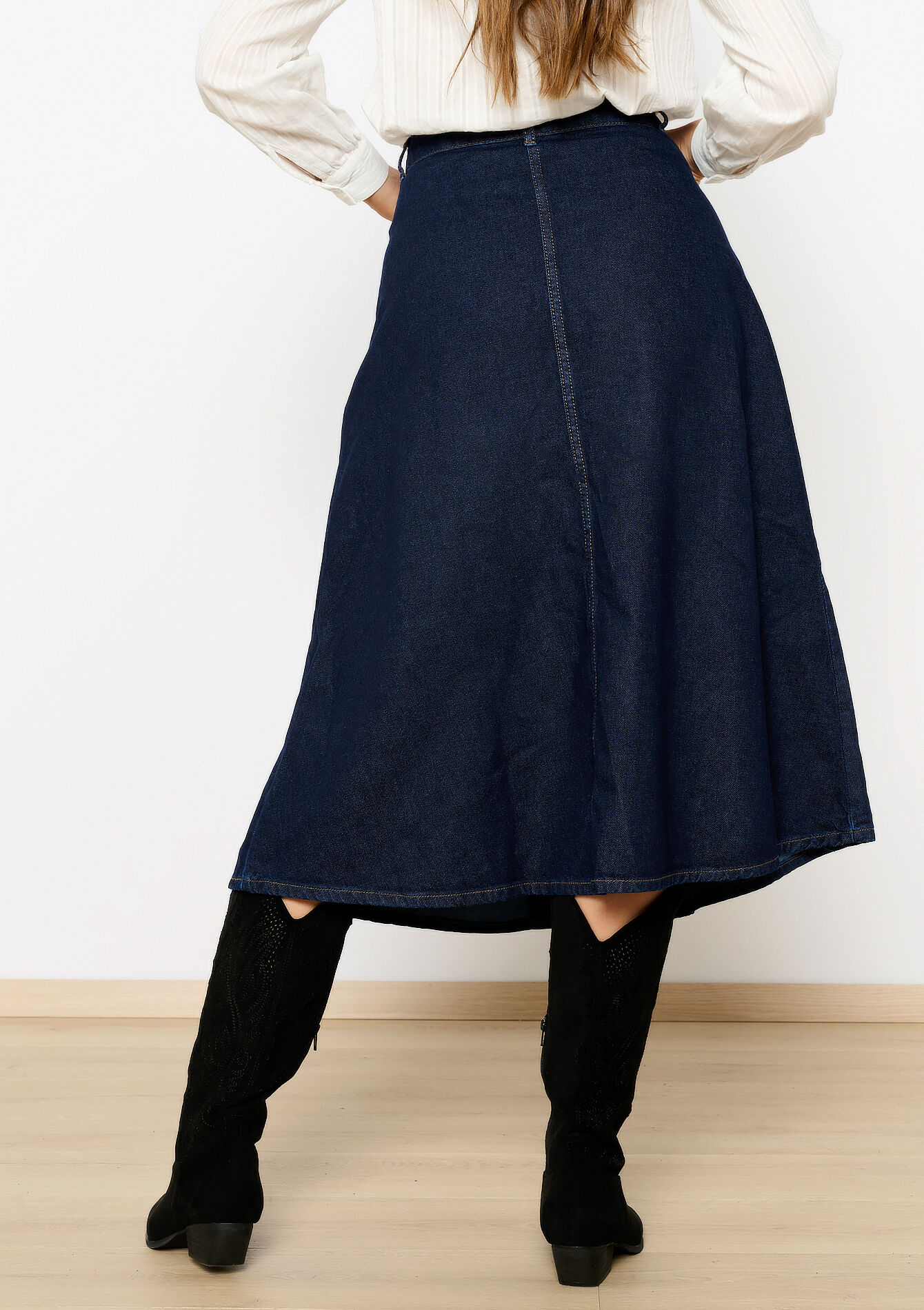 Midi denim skirt - DARK BLUE - 1110012