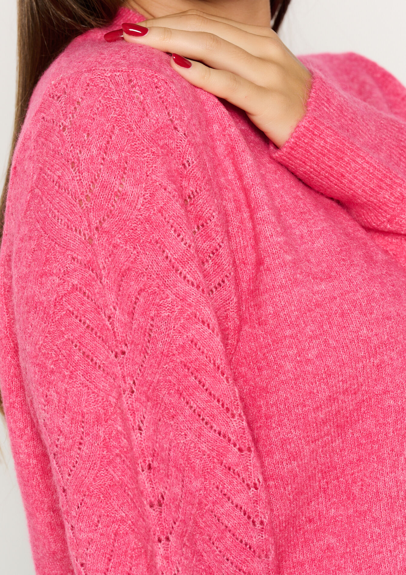 Basic sweater with crewneck, Basic sweater with crewneck - FUCHSIA - 04006613