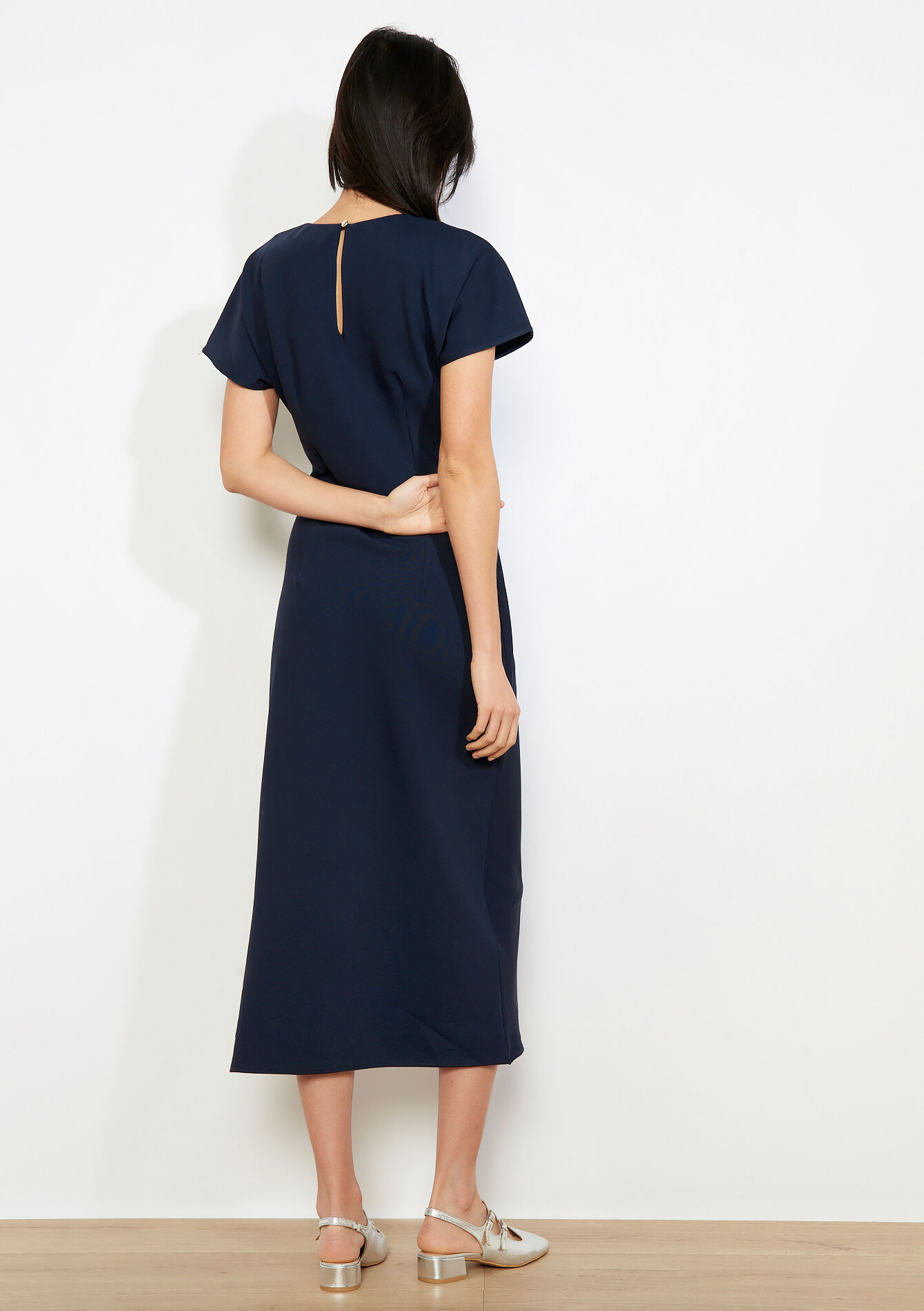 Gedrapeerde midi-jurk - NAVY BASIC - 08104447_2723