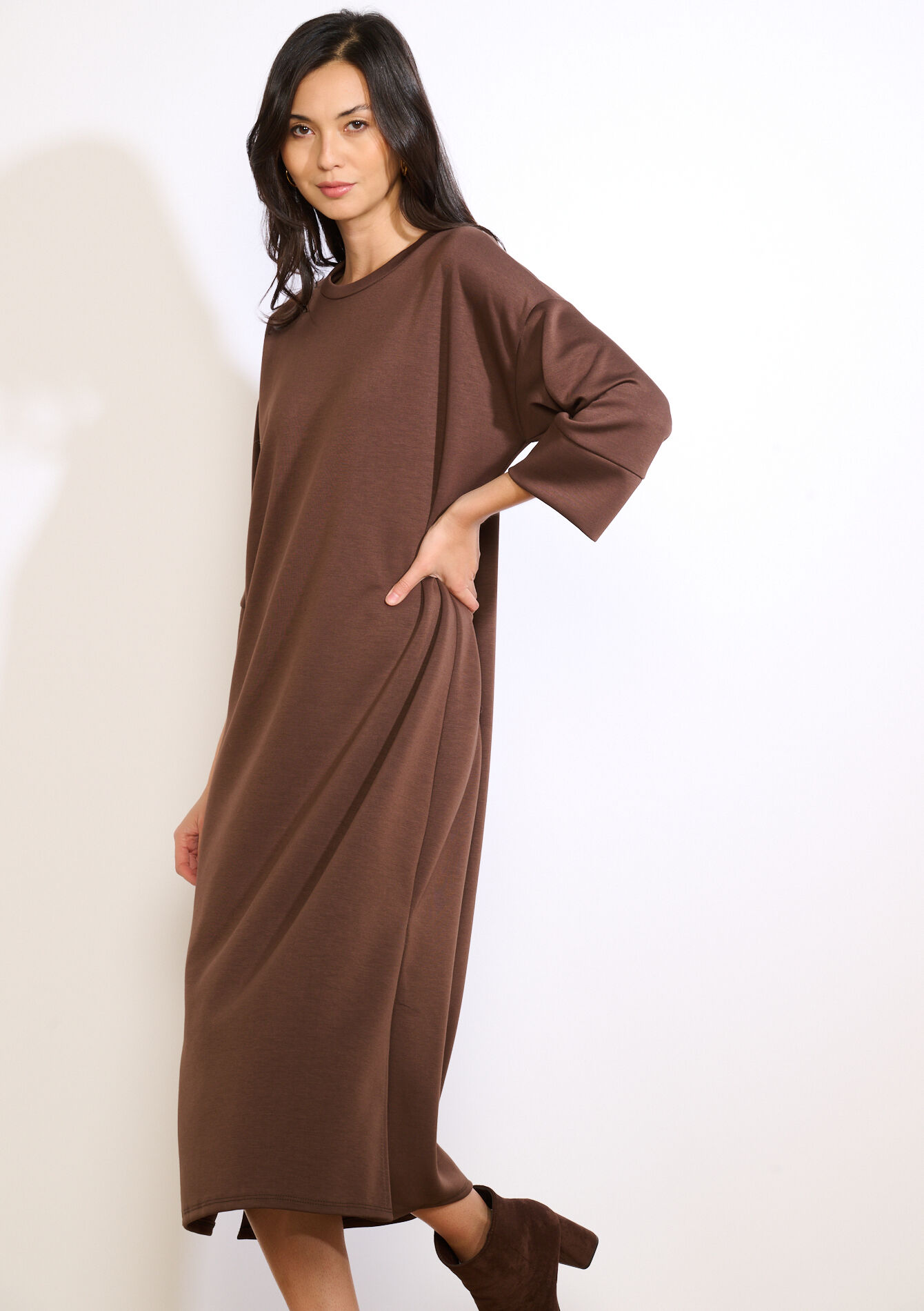 Casual sweaterjurk, Casual sweaterjurk - BROWN DARK CHOCOLATE - 08104389_3720