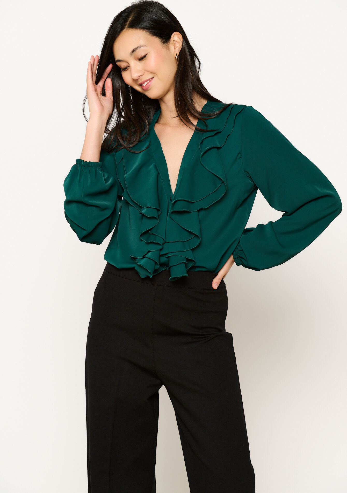 Chemise avec volants - BOTTLE GREEN - 1119010