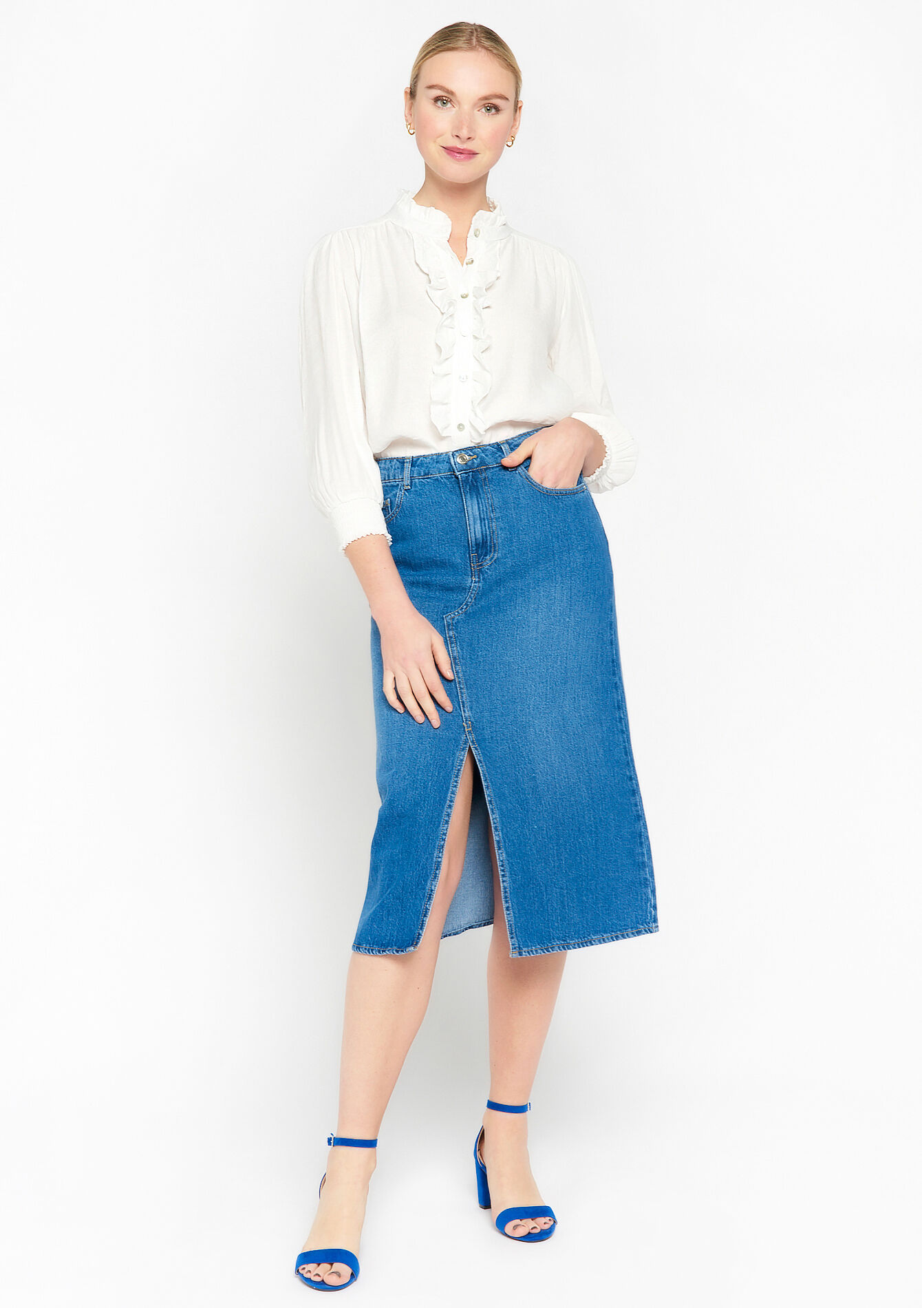 Shirt with ruffles, Shirt with ruffles - OPTICAL WHITE - 05702143_1019