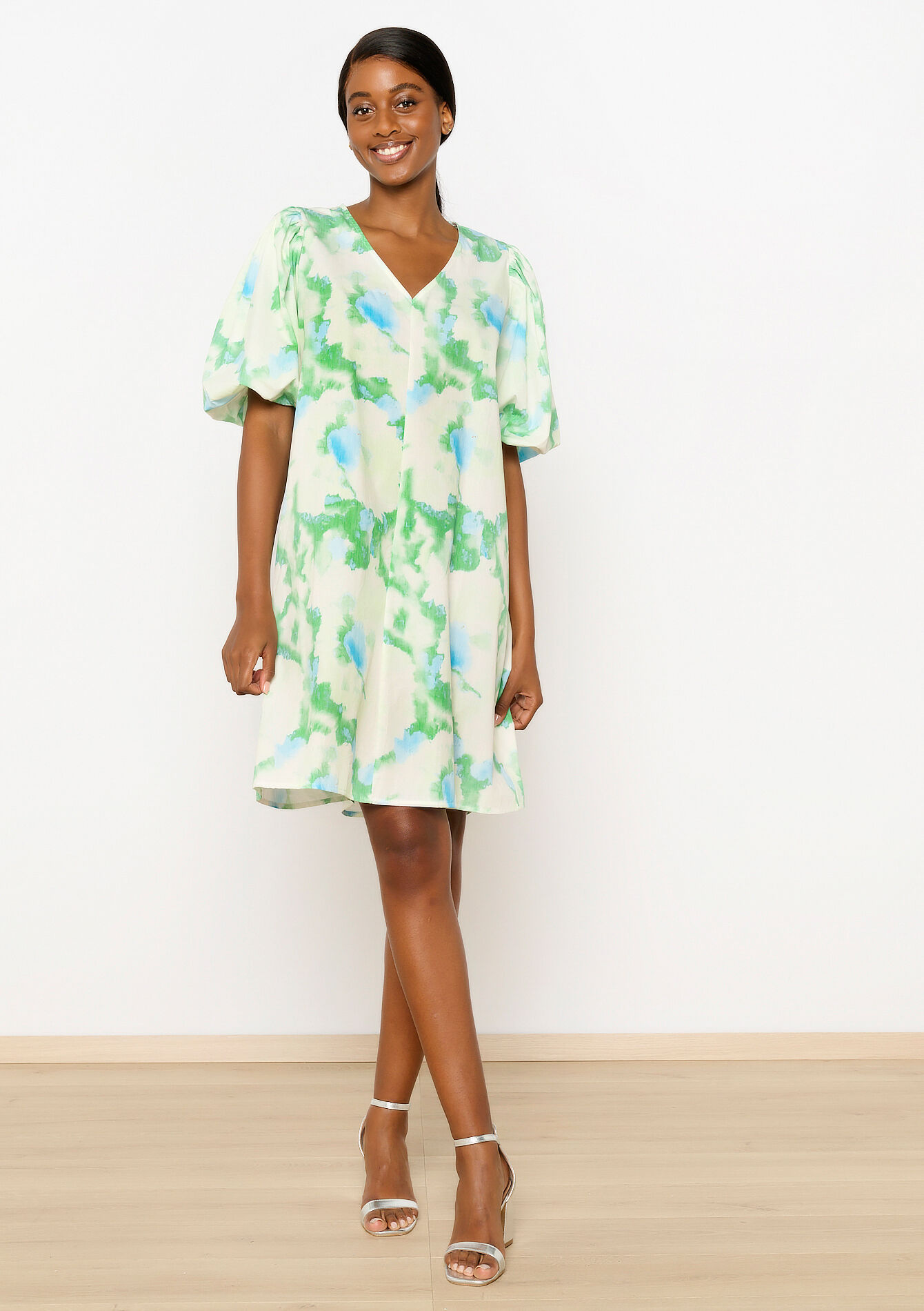 T-shirt jurk met ballonmouwen - OFFWHITE - 1108646