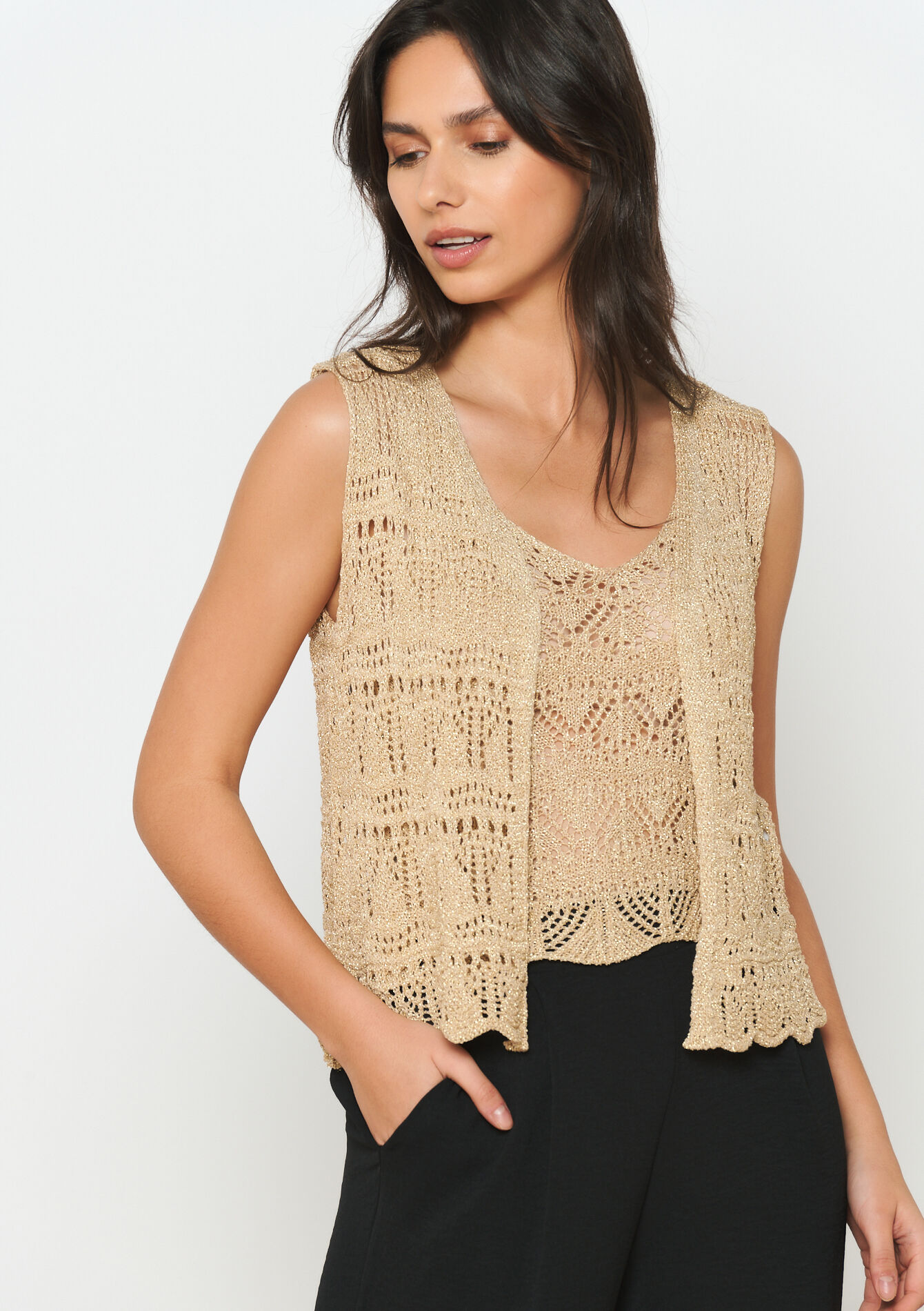 Crochet gilet, Crochet gilet - GOLD - 02200420_1058