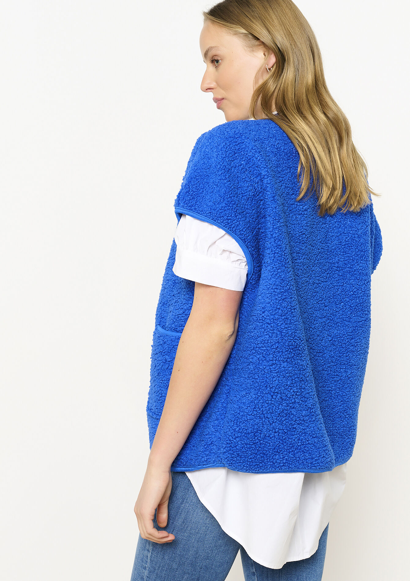 Gilet sans manches en teddy doux, Gilet sans manches en teddy doux - ELECTRIC BLUE - 09001456_1619