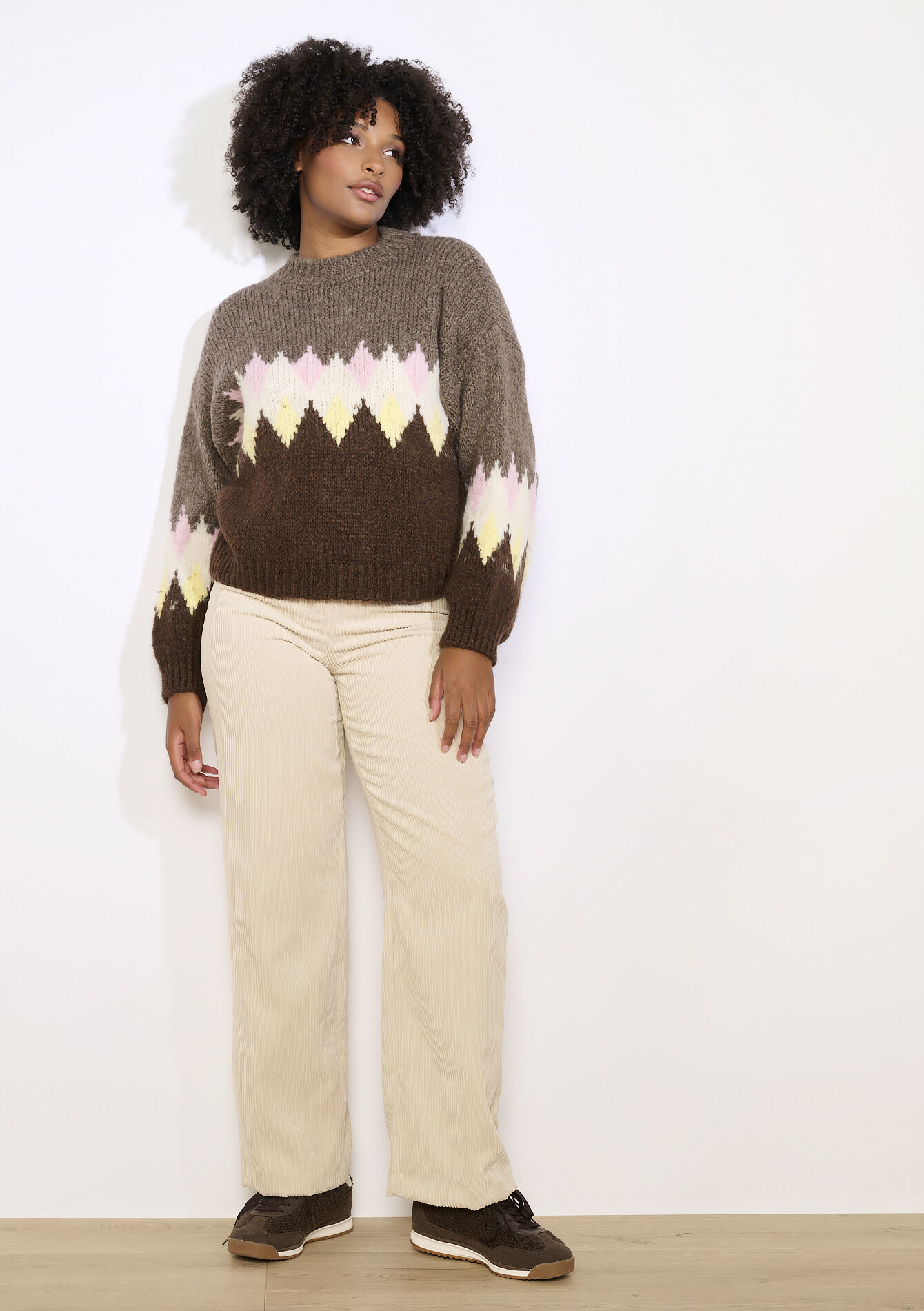 Pull à motif graphique - BROWN DARK CHOCOLATE - 04007117