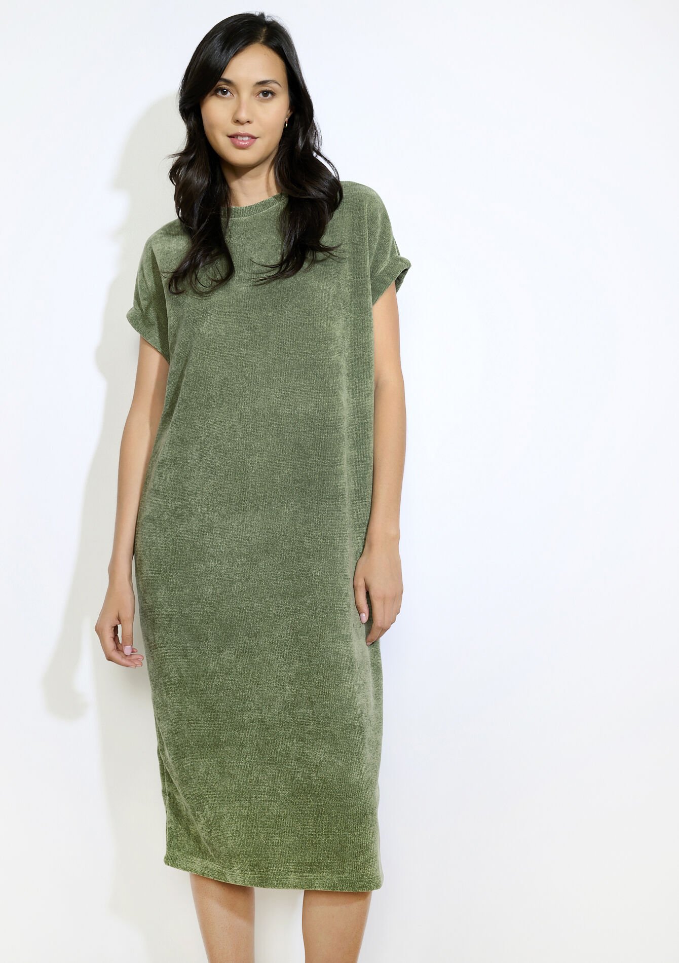 Relaxed midi dress, Relaxed midi dress - KHAKI FADED - 08104250_4326