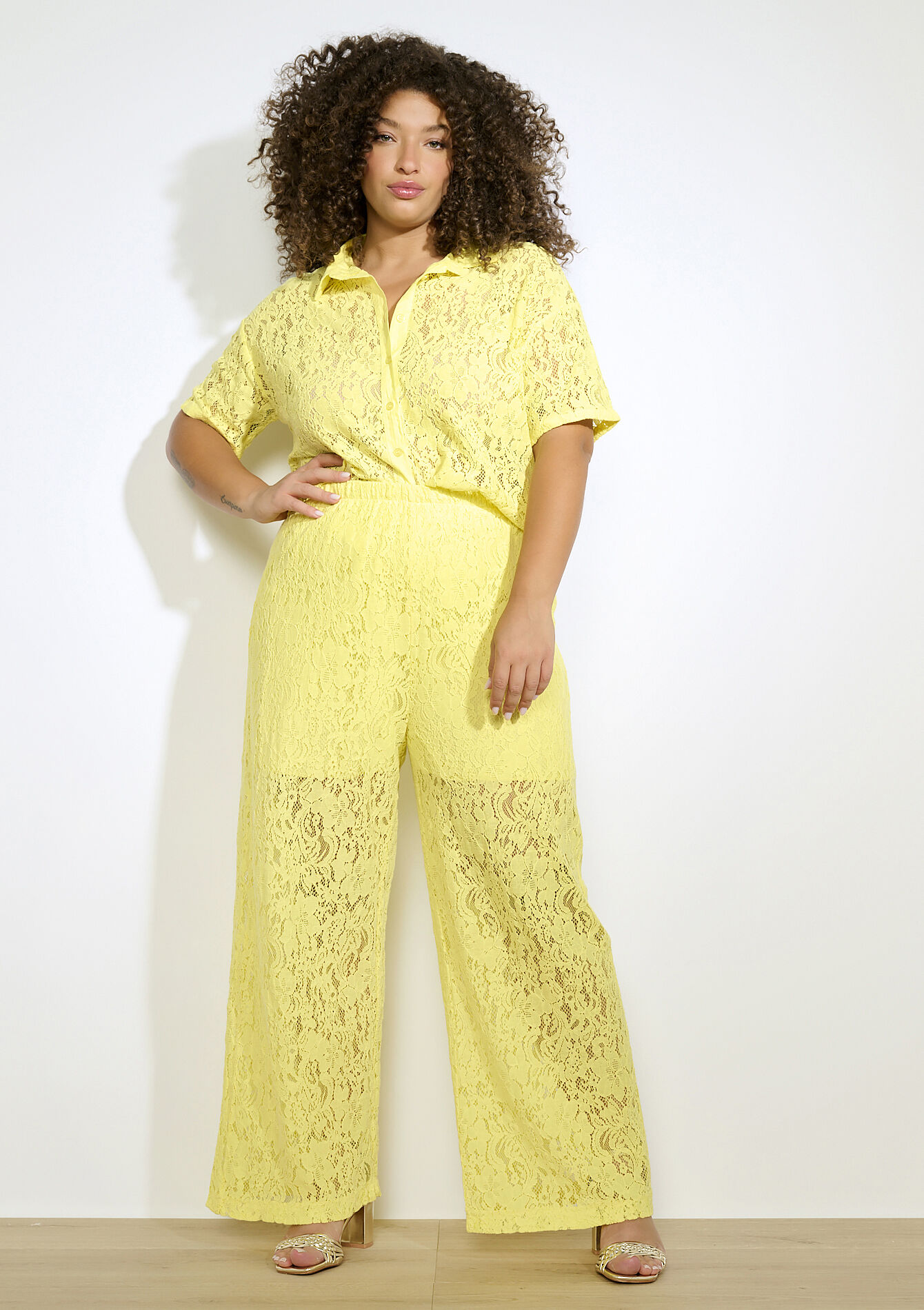 Wijde kanten broek, Wijde kanten broek - YELLOW SUN - 06601020_5007