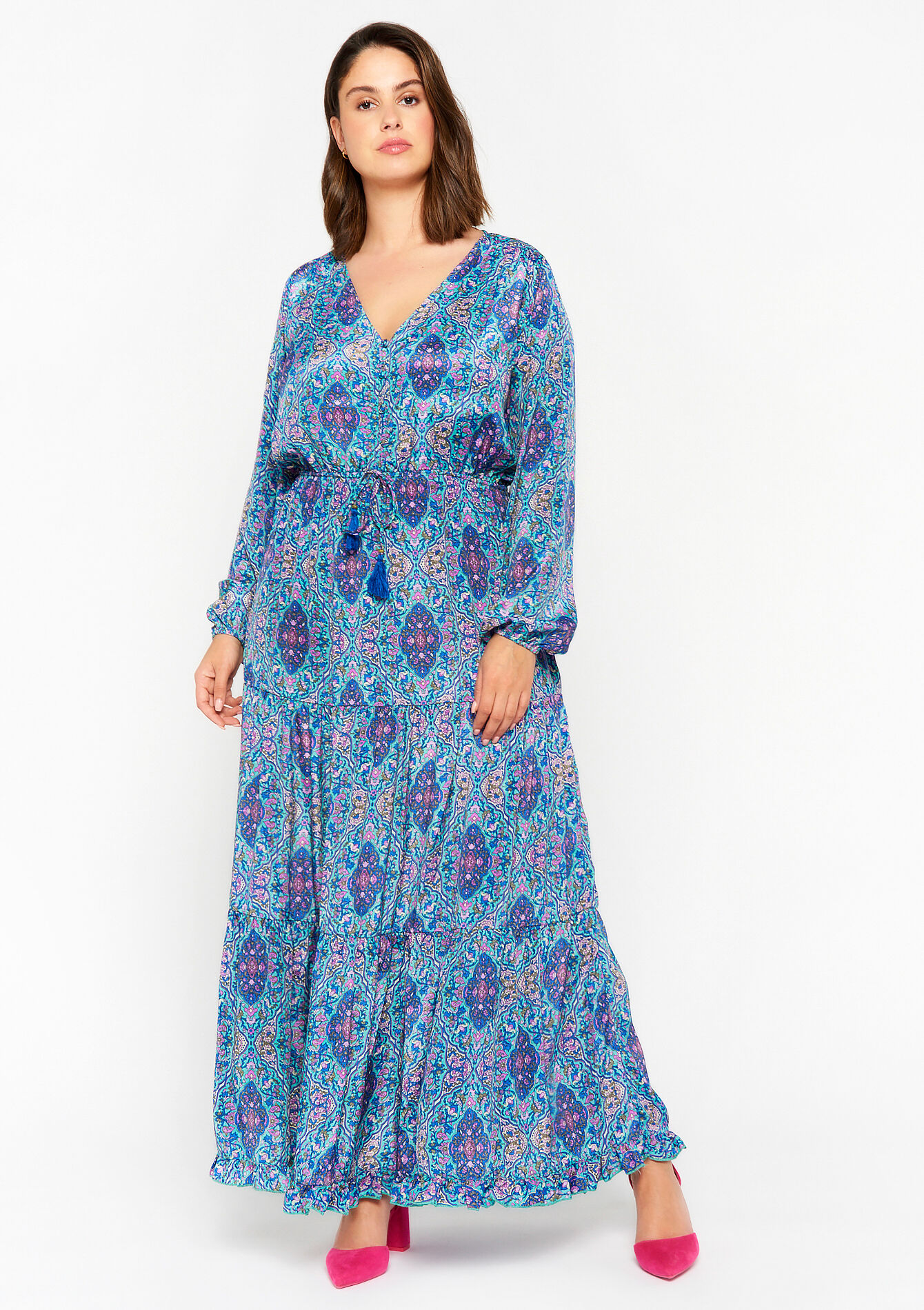 Maxi dress with print, Maxi dress with print - BLUE FAIENCE - 08601829_1584