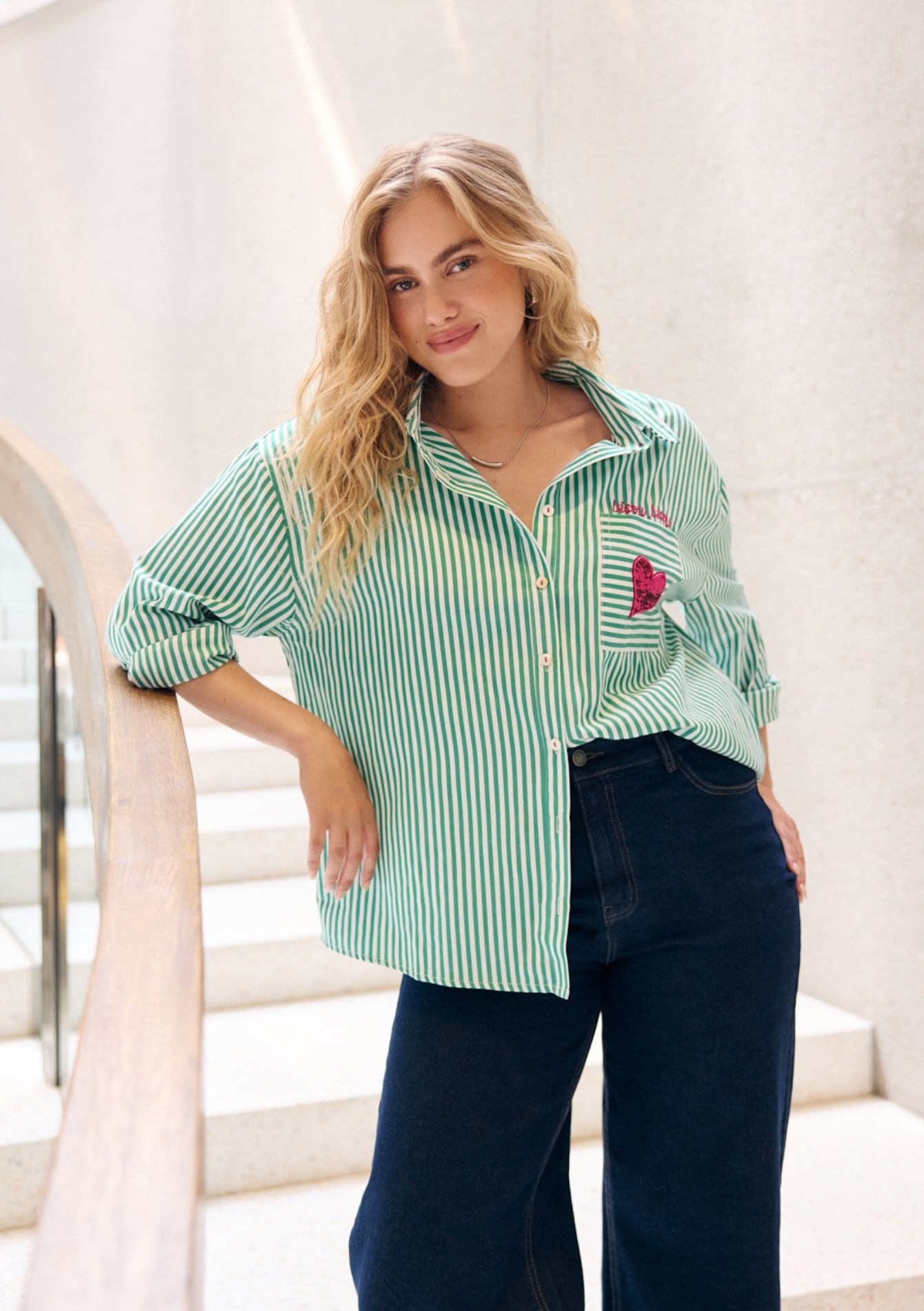 Gestreept hemd met hartdetail, Gestreept hemd met hartdetail, , back