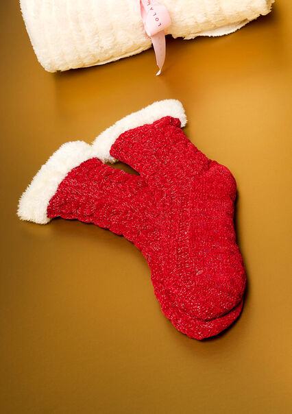 Gevoerde sokken met lurex - BORDEAUX WINE - 17101059_5514