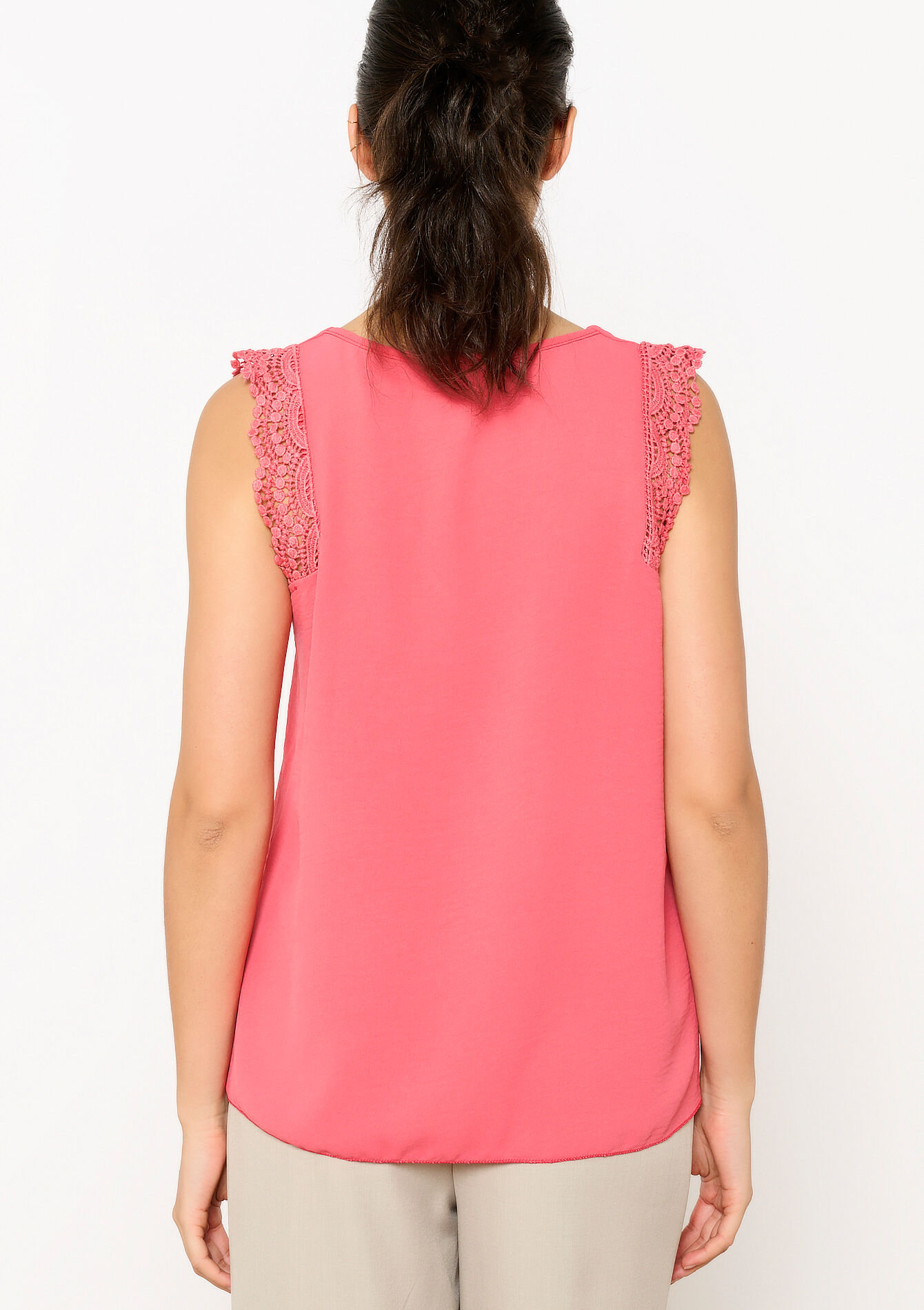 Blouse sans manches avec dentelle  - CORAL GERBERIA - 05702595_5405