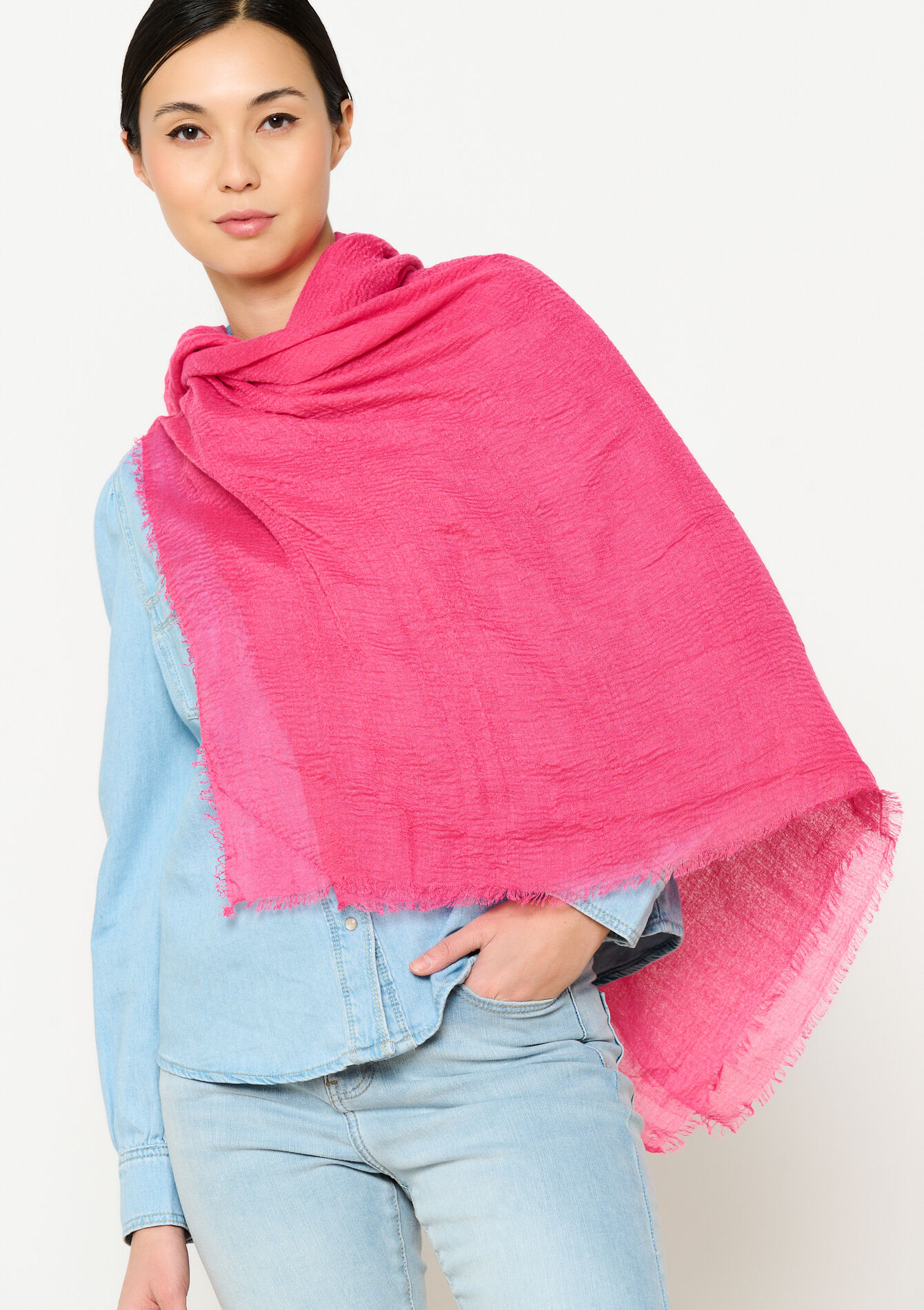 Effen sjaal, Effen sjaal - FUCHSIA - 17101257_5626