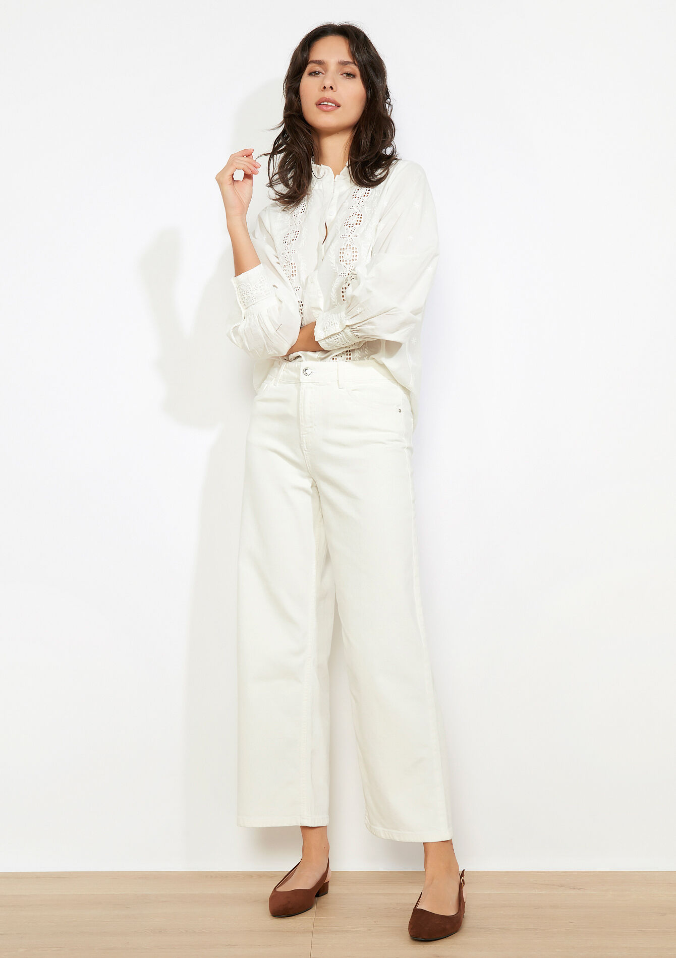 Hoge taille rechte broek - VANILLA WHITE - 06004660_1013