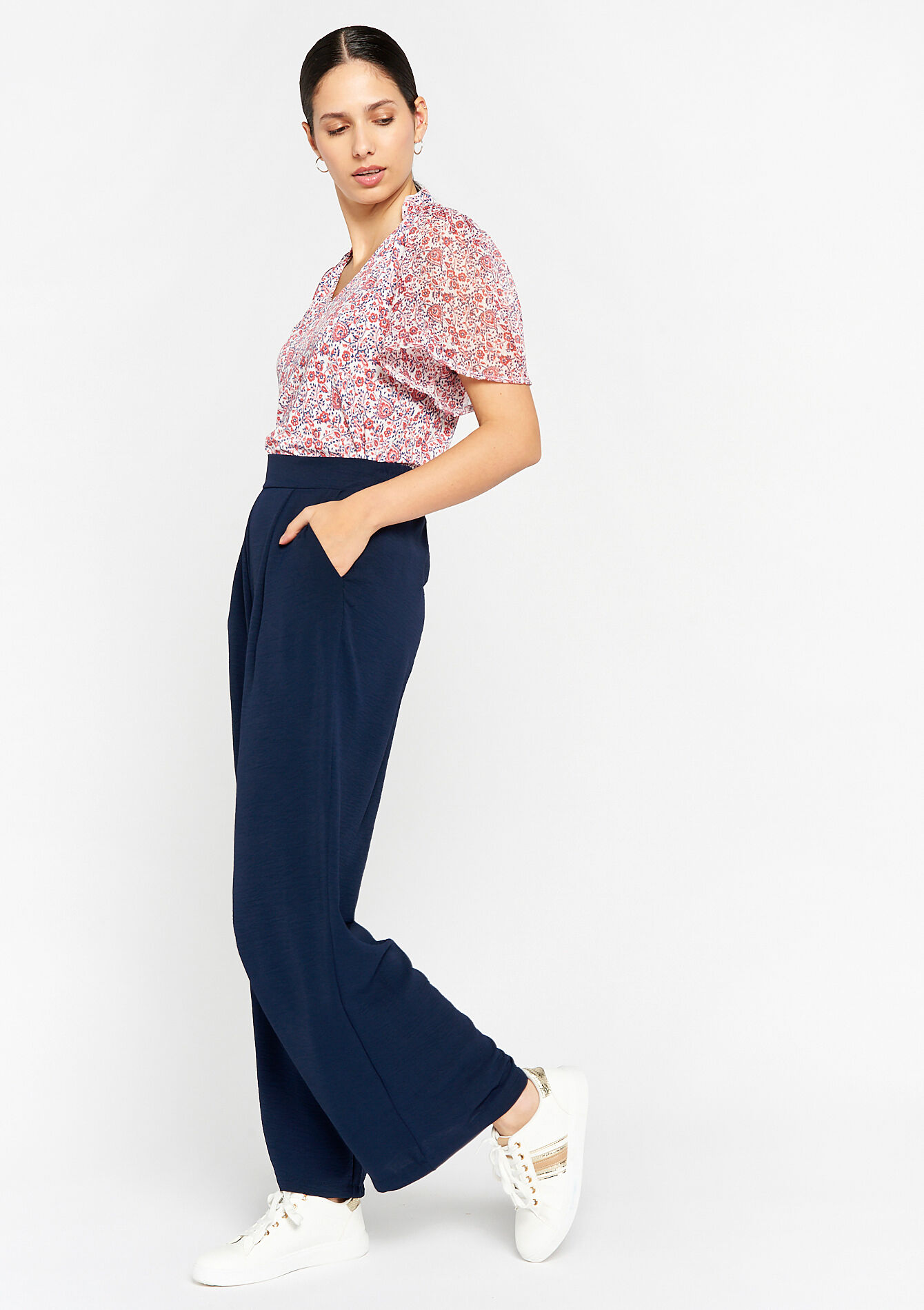 Broek met wijde pijpen, Broek met wijde pijpen - NAVY BASIC - 06600732_2723