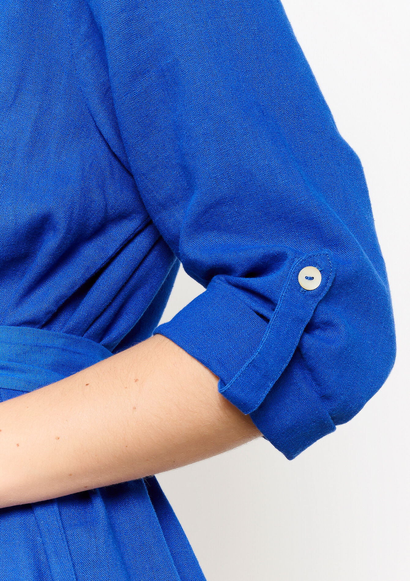 Linen shirt dress - ELECTRIC BLUE - 08602227_1619