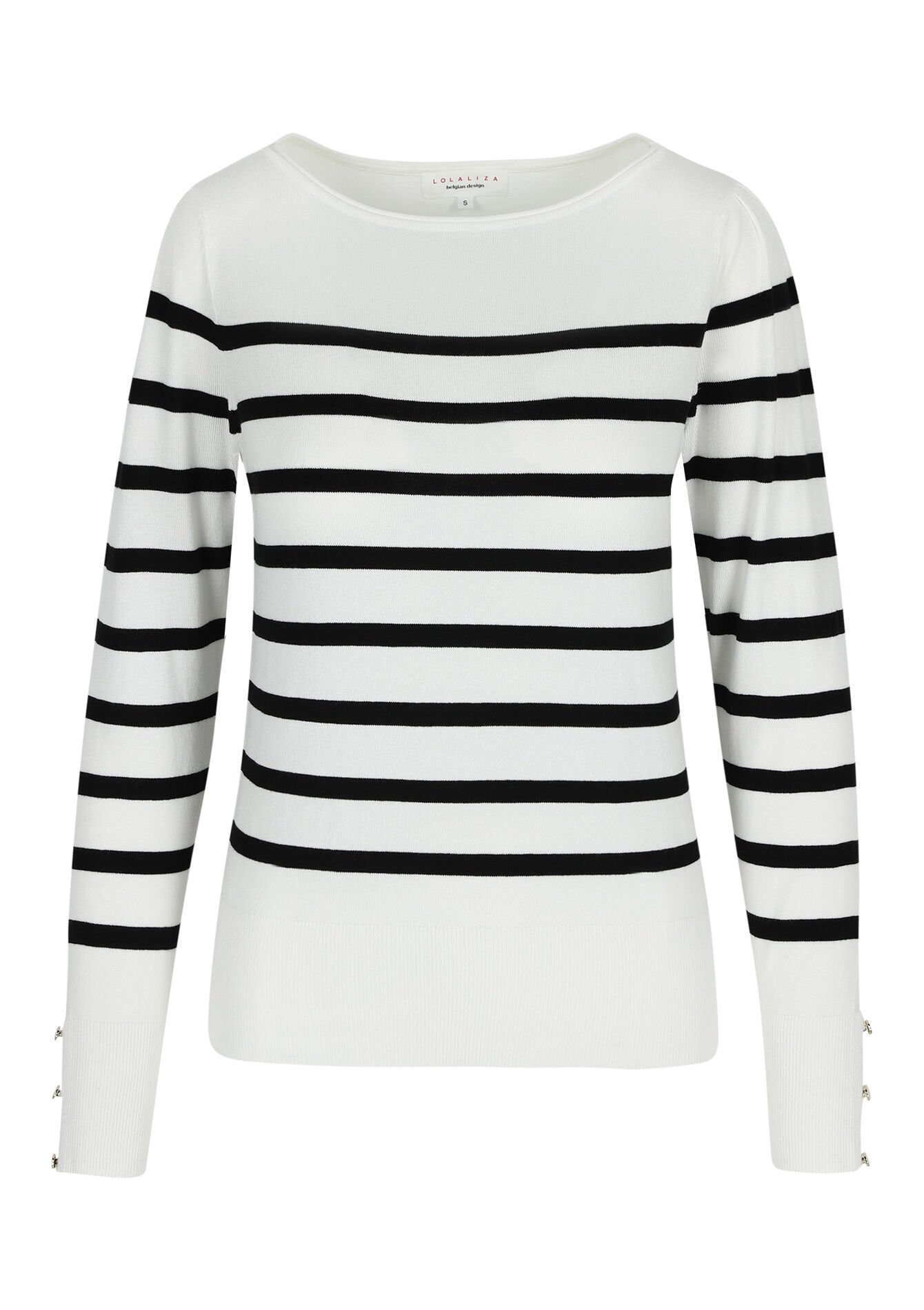Pullover à rayures avec col bateau - OFFWHITE - 1086404