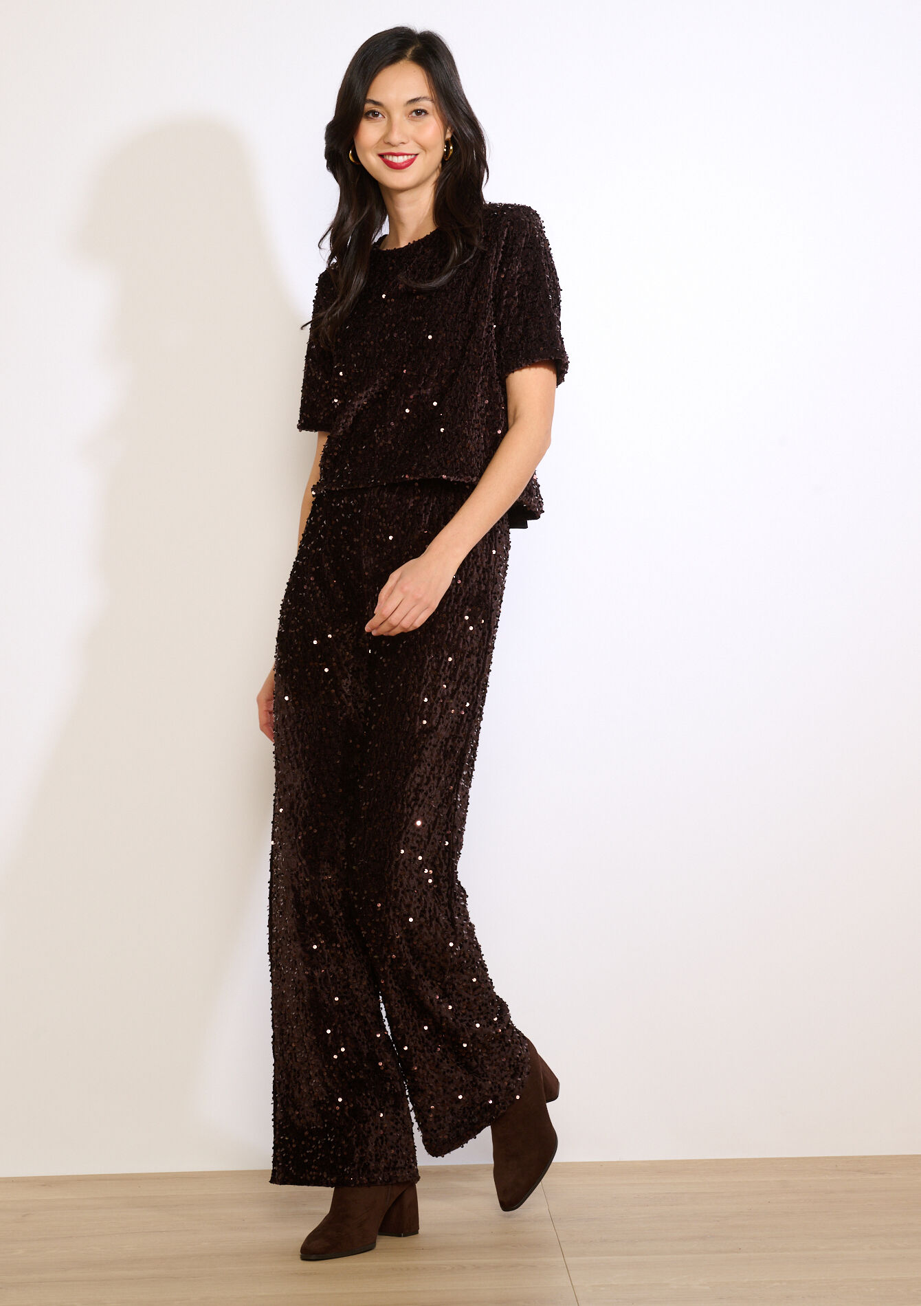 Top met pailletten, Top met pailletten - BROWN DARK CHOCOLATE - 02301971