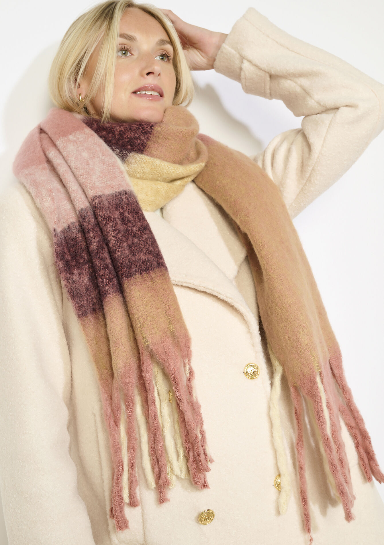 Sjaal met onregelmatige strepen, Sjaal met onregelmatige strepen - COSMETIC PINK - 1130030