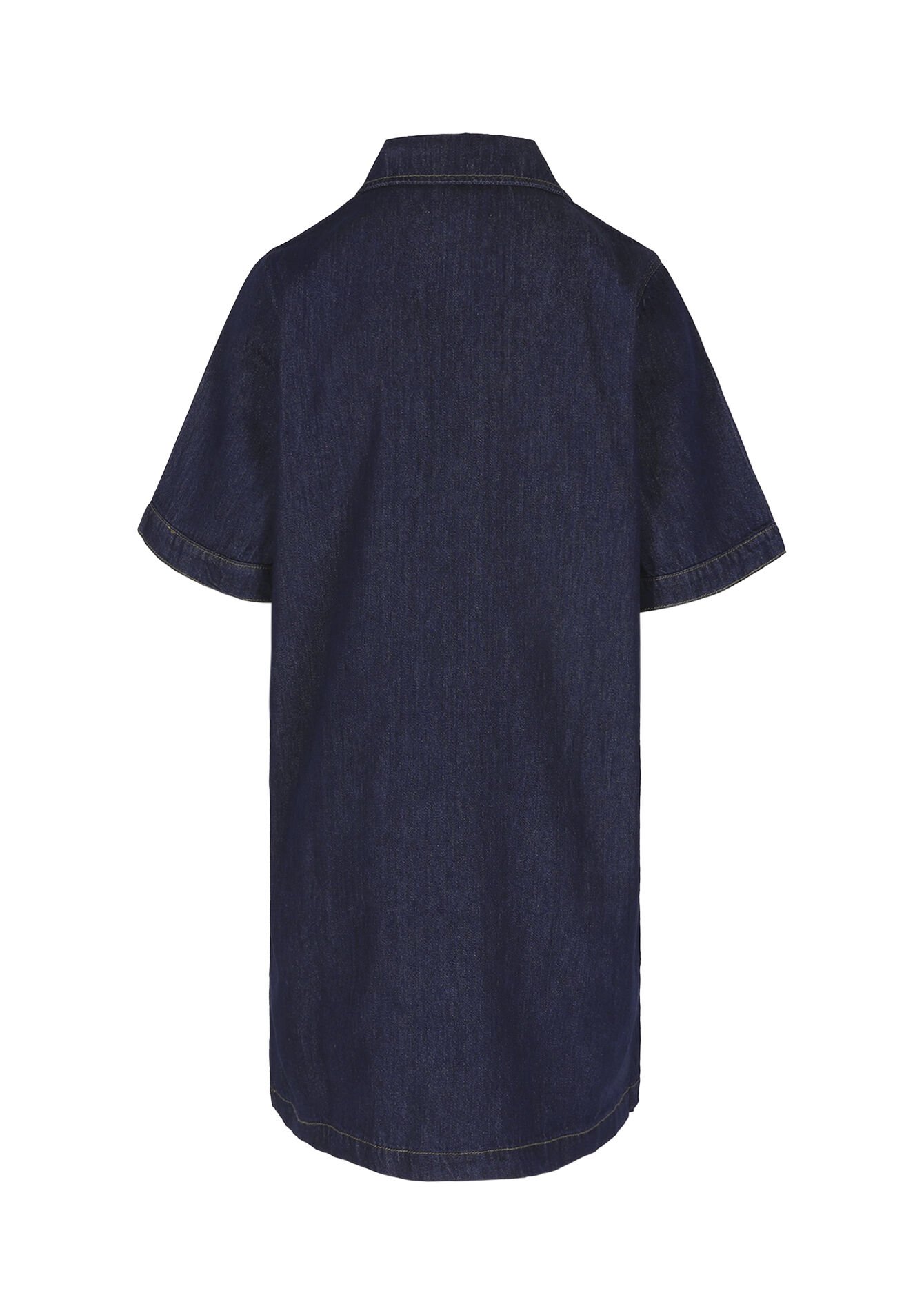Korte overhemdjurk van denim - DARK BLUE - 08104289_0501