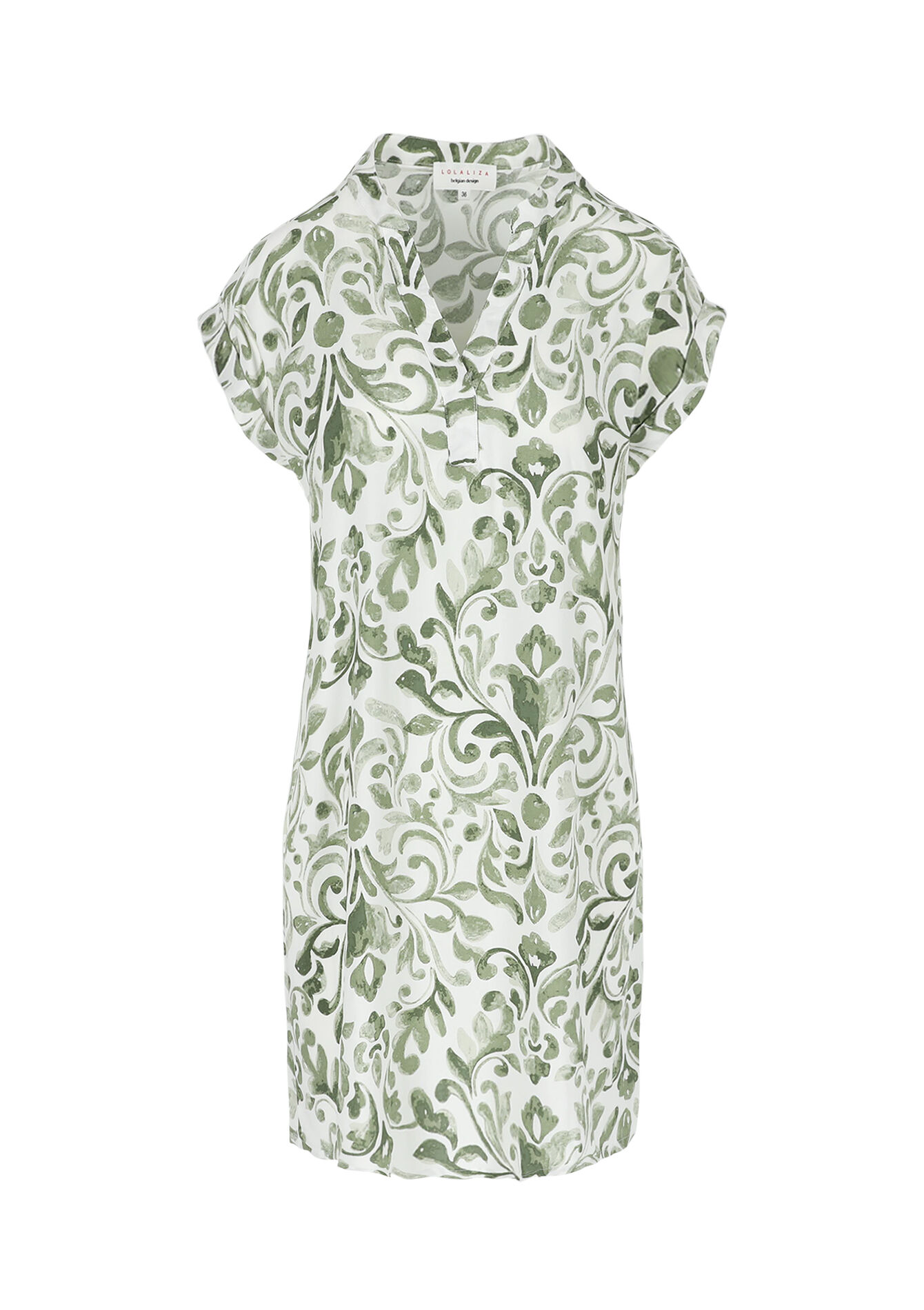 Grafische vloeiende jurk, Grafische vloeiende jurk - KHAKI FADED - 08103887_4326