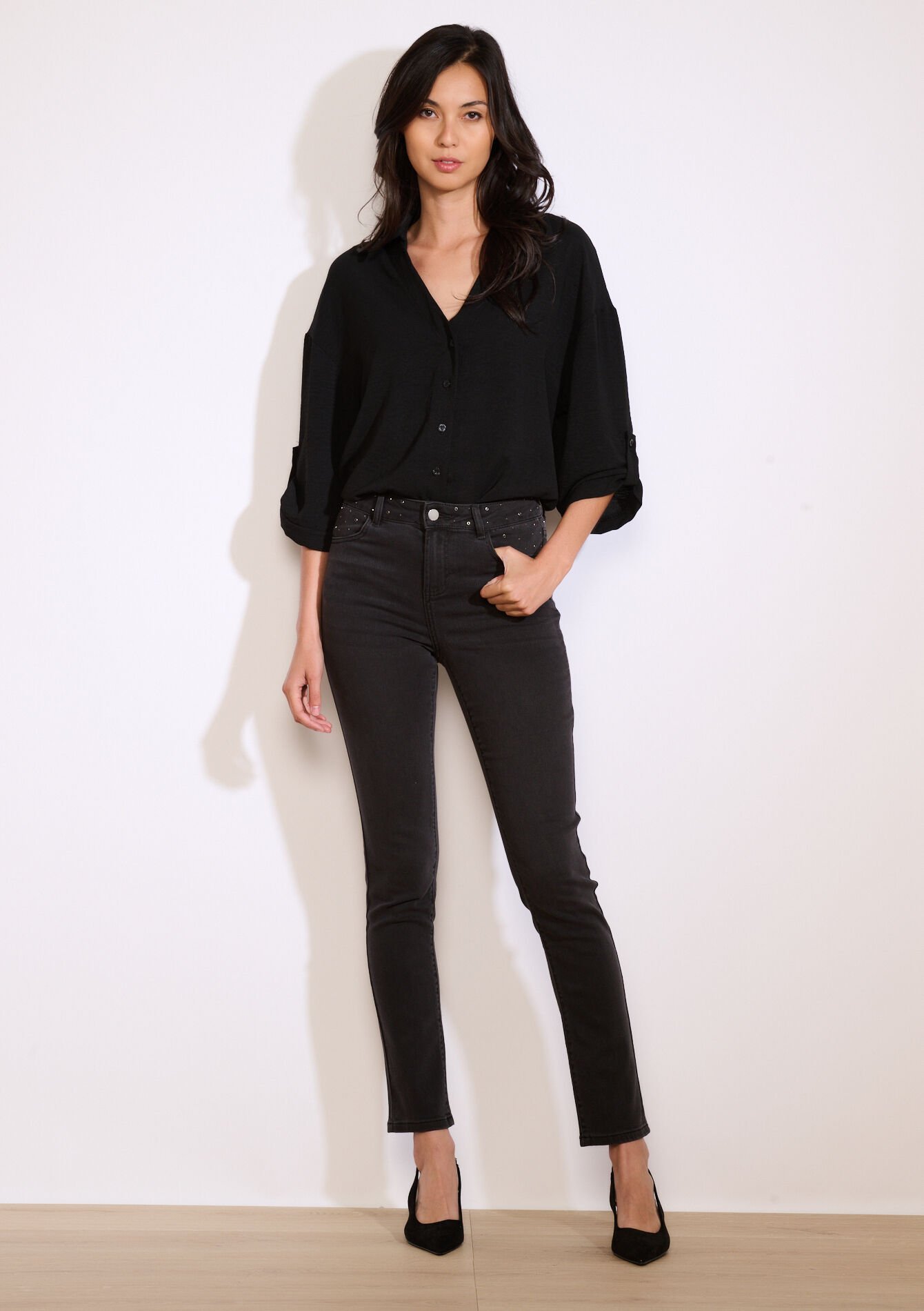 Jean skinny taille haute, Jean skinny taille haute, , back