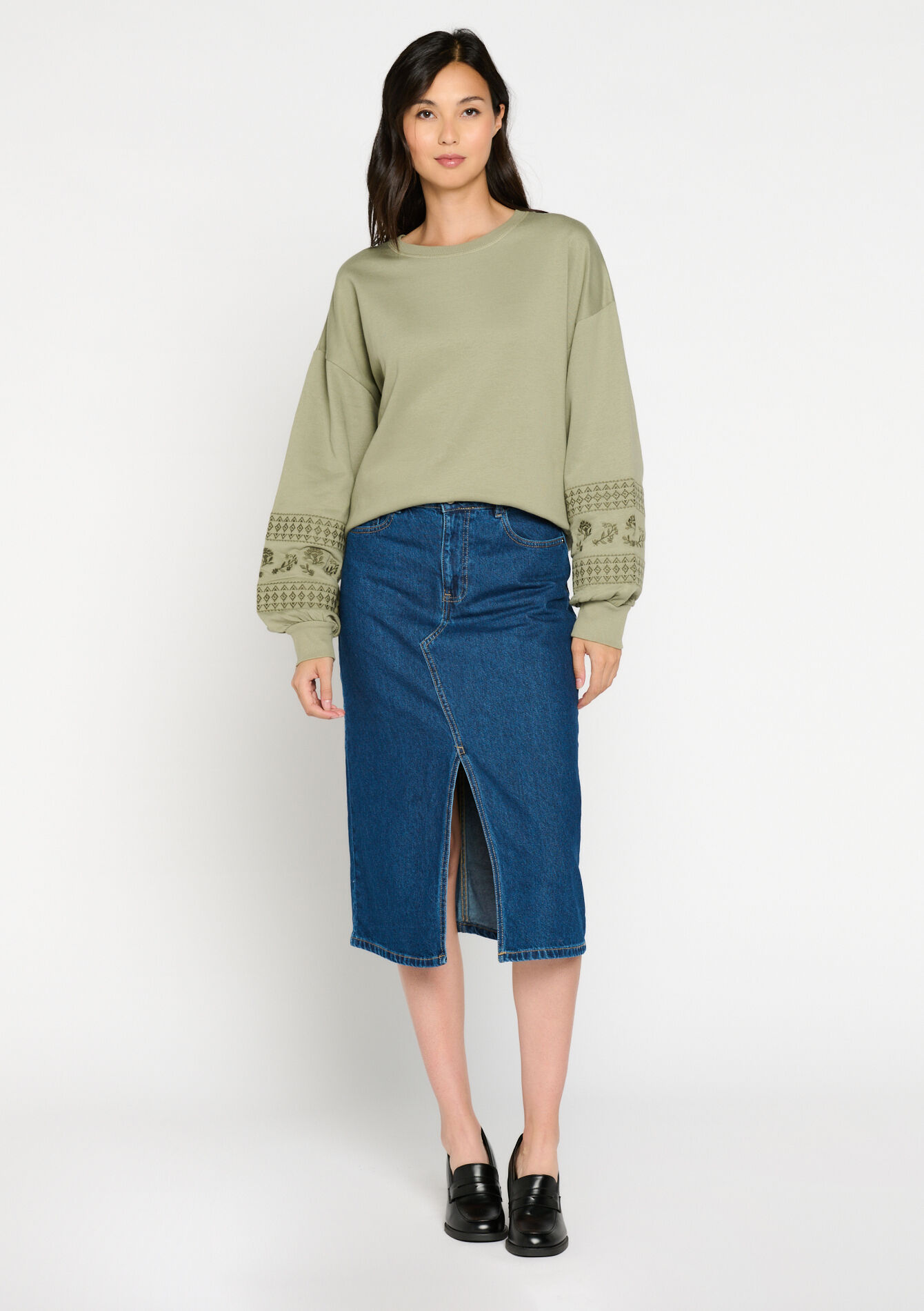 Pull avec broderie, Pull avec broderie - KHAKI FADED - 03001692_4326