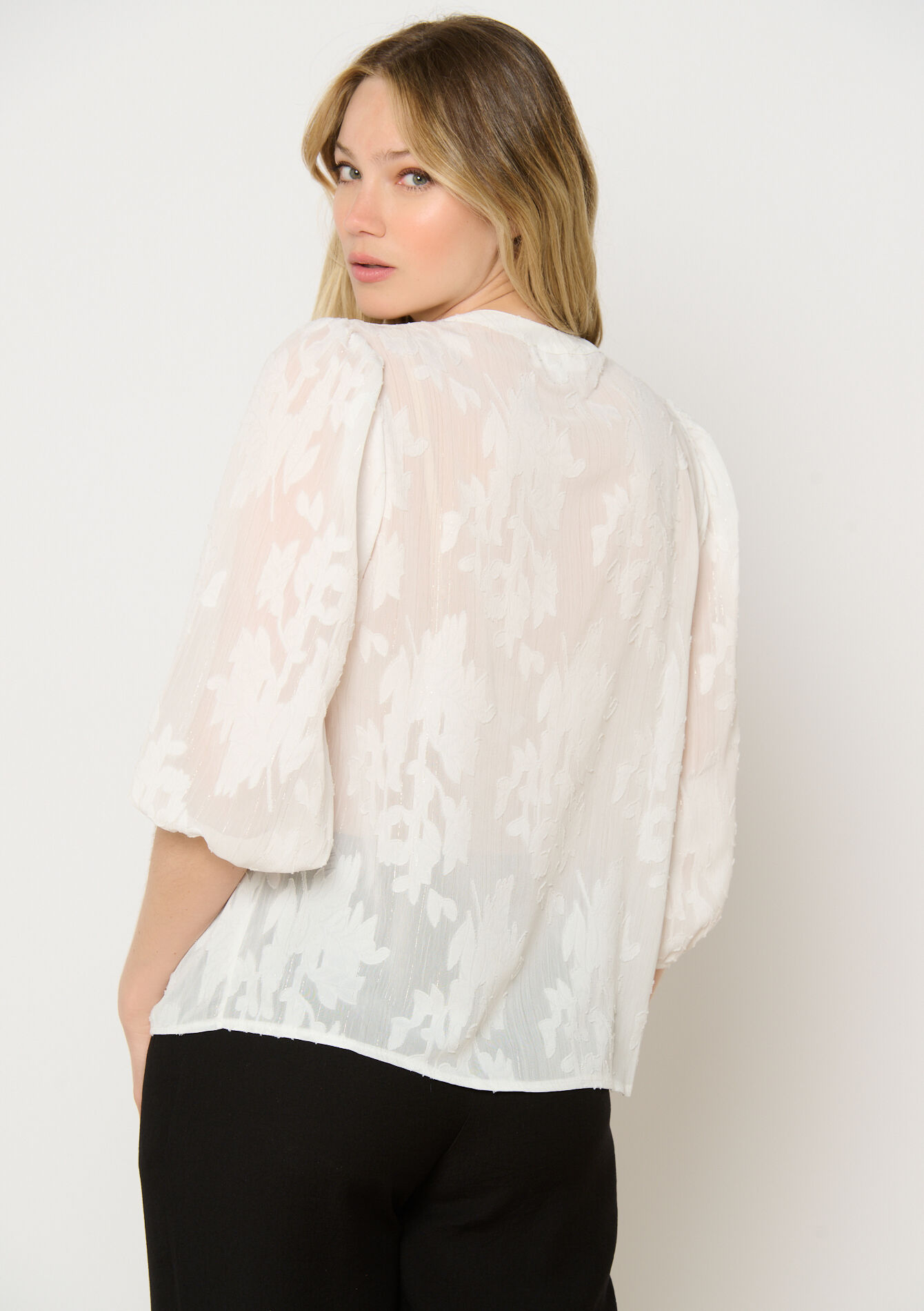 Blouse jacquard légère, Blouse jacquard légère - VANILLA WHITE - 05702788_1013