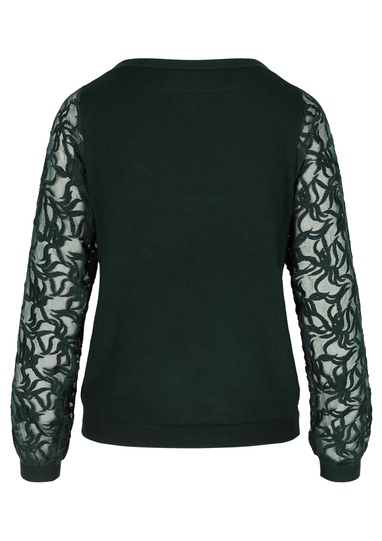 Trui met transparante mouwen, Trui met transparante mouwen - BOTTLE GREEN - 04006917_1778