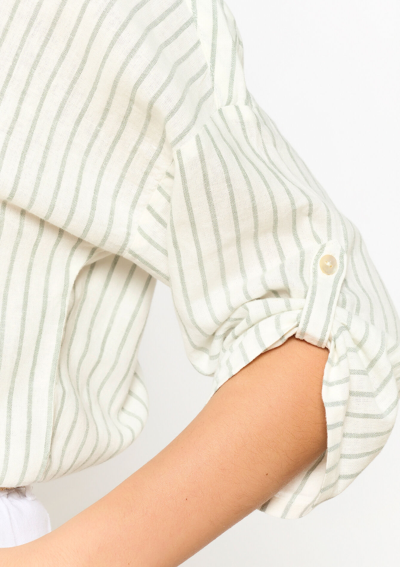 Linnen hemd met streepjes - LIGHT KHAKI - 05702364_4405