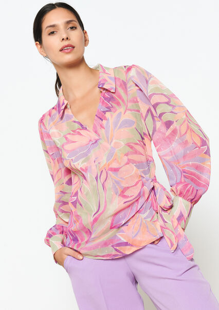 Lurex blouse with floral print - LILAC - 05702462_739