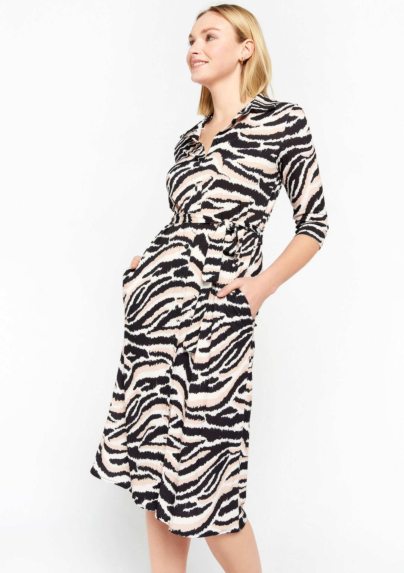 Hemdjurk met zebraprint, Hemdjurk met zebraprint - BLACK - 08103187