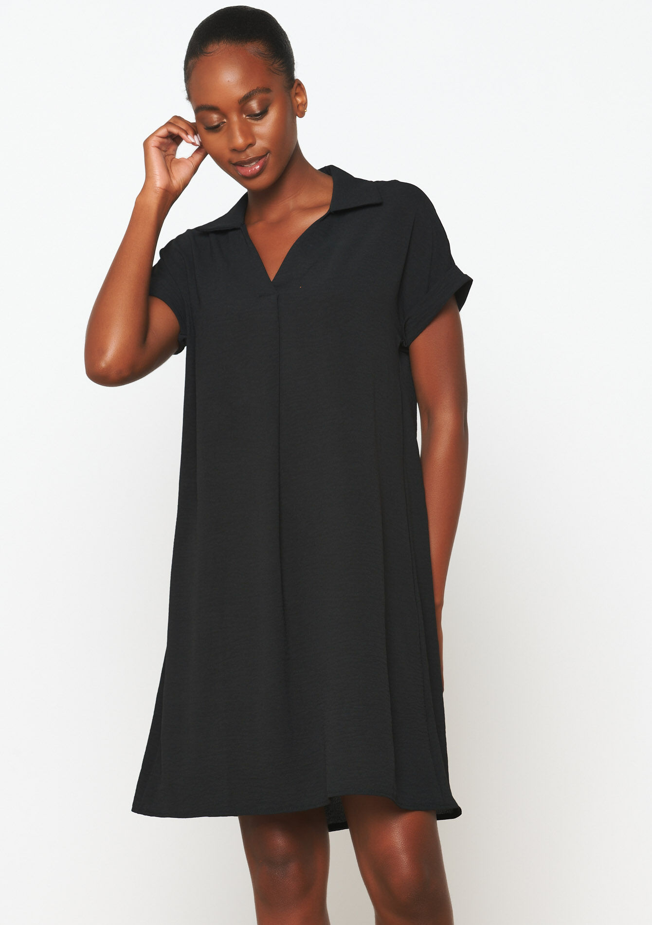 Rechte polo-jurk - BLACK - 08103836_1119