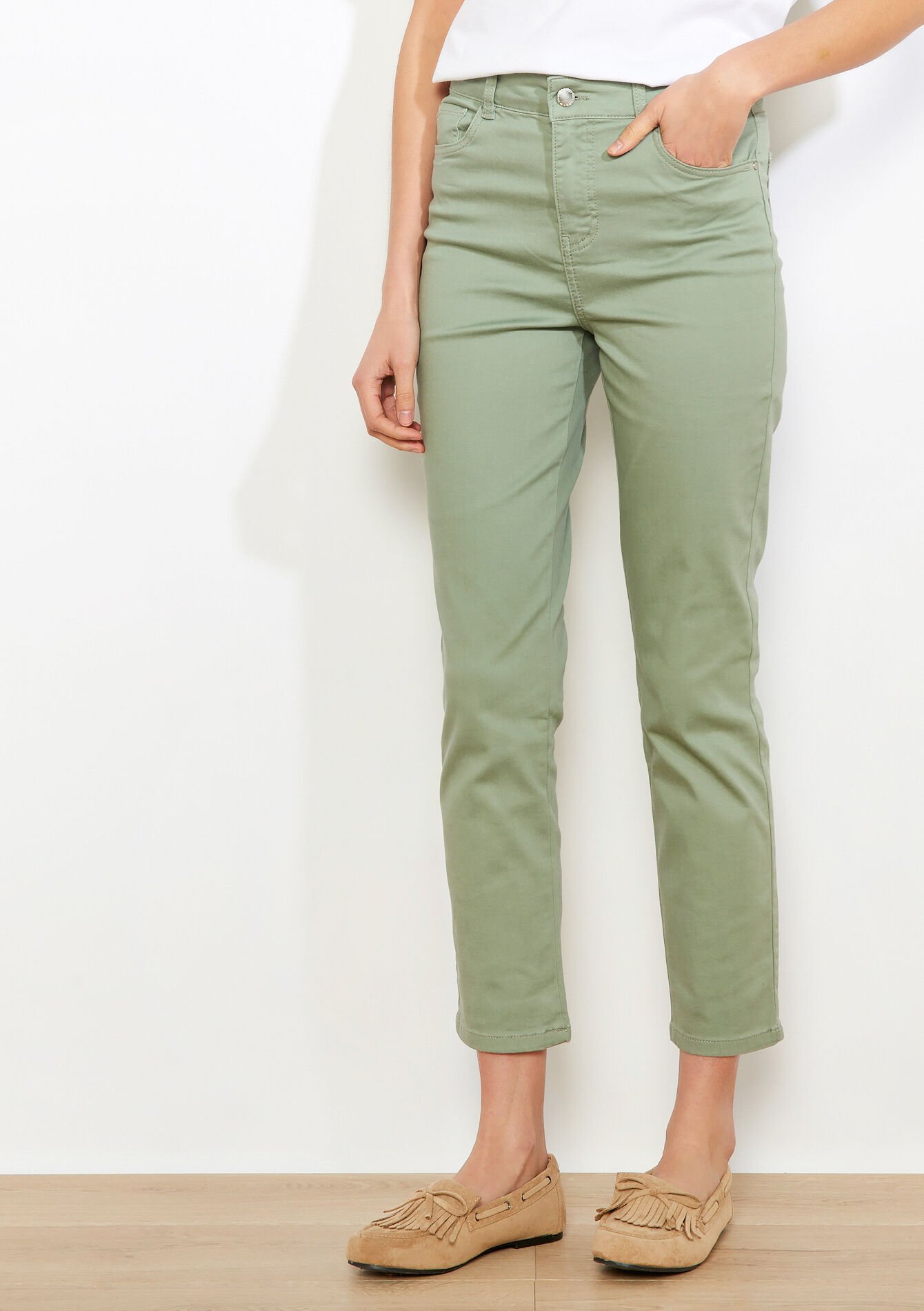 Slim enkellange broek - KHAKI FADED - 06004656_4326