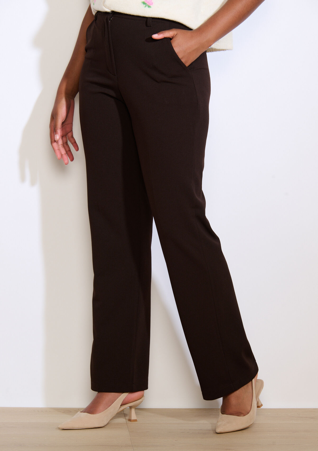 Pantalon droit élégant, Pantalon droit élégant - BROWN DARK CHOCOLATE - 06100735_3720