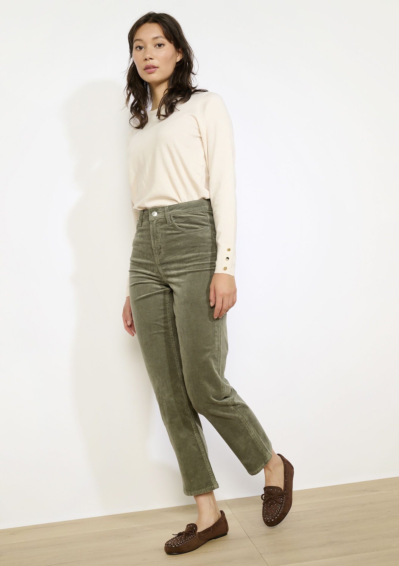 High-waisted corduroy pants, High-waisted corduroy pants, , back