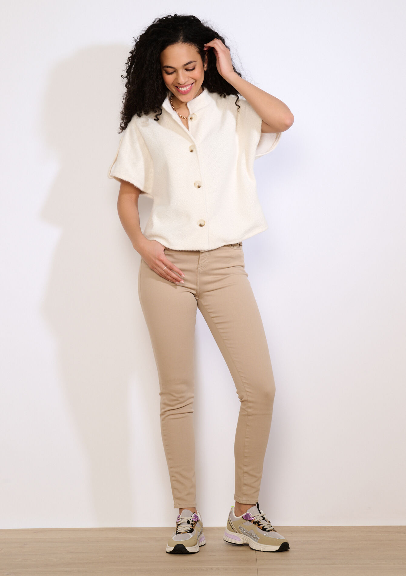 Zachte jas met korte mouw - VANILLA WHITE - 09101177_1013