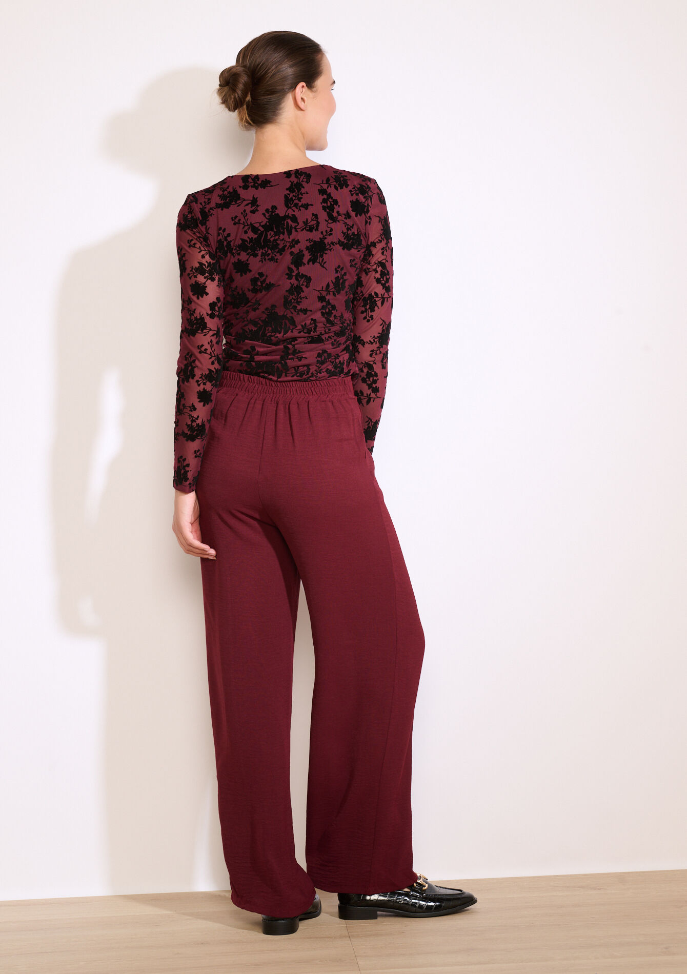 Pantalon large fluide, Pantalon large fluide - BORDEAU WINE - 06601025_1467