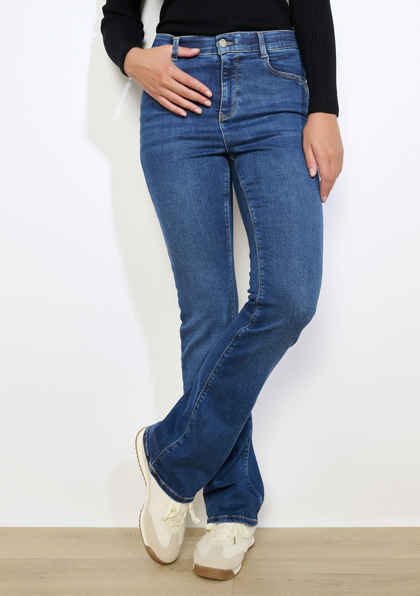 Jean bootcut taille haute multi-tailles, Jean bootcut taille haute multi-tailles - DARK BLUE - 22000616_0501