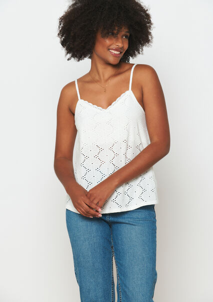 Embroidered top - OPTICAL WHITE - 02200433_1019