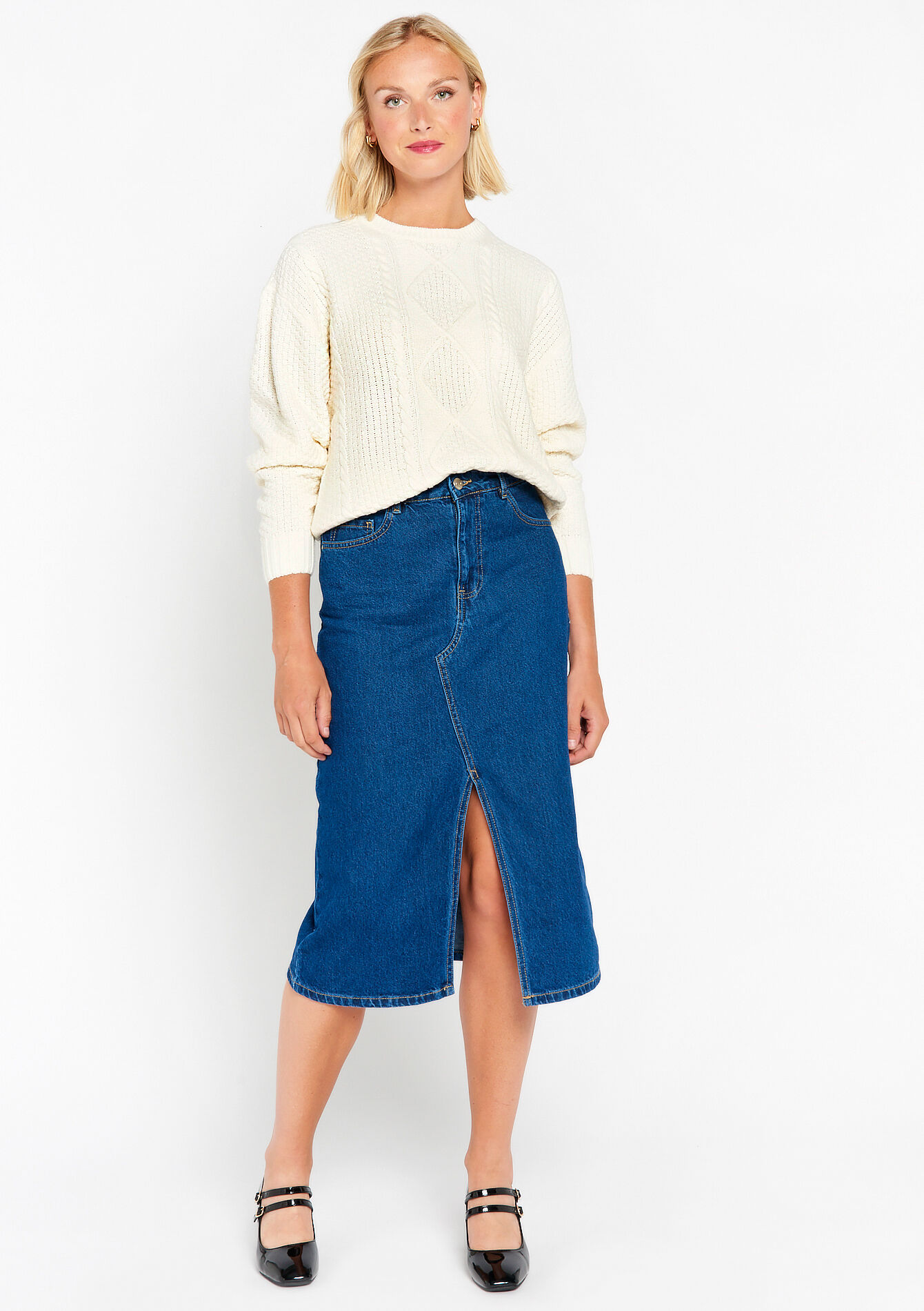 Cable-knit pullover - VANILLA WHITE - 04006147