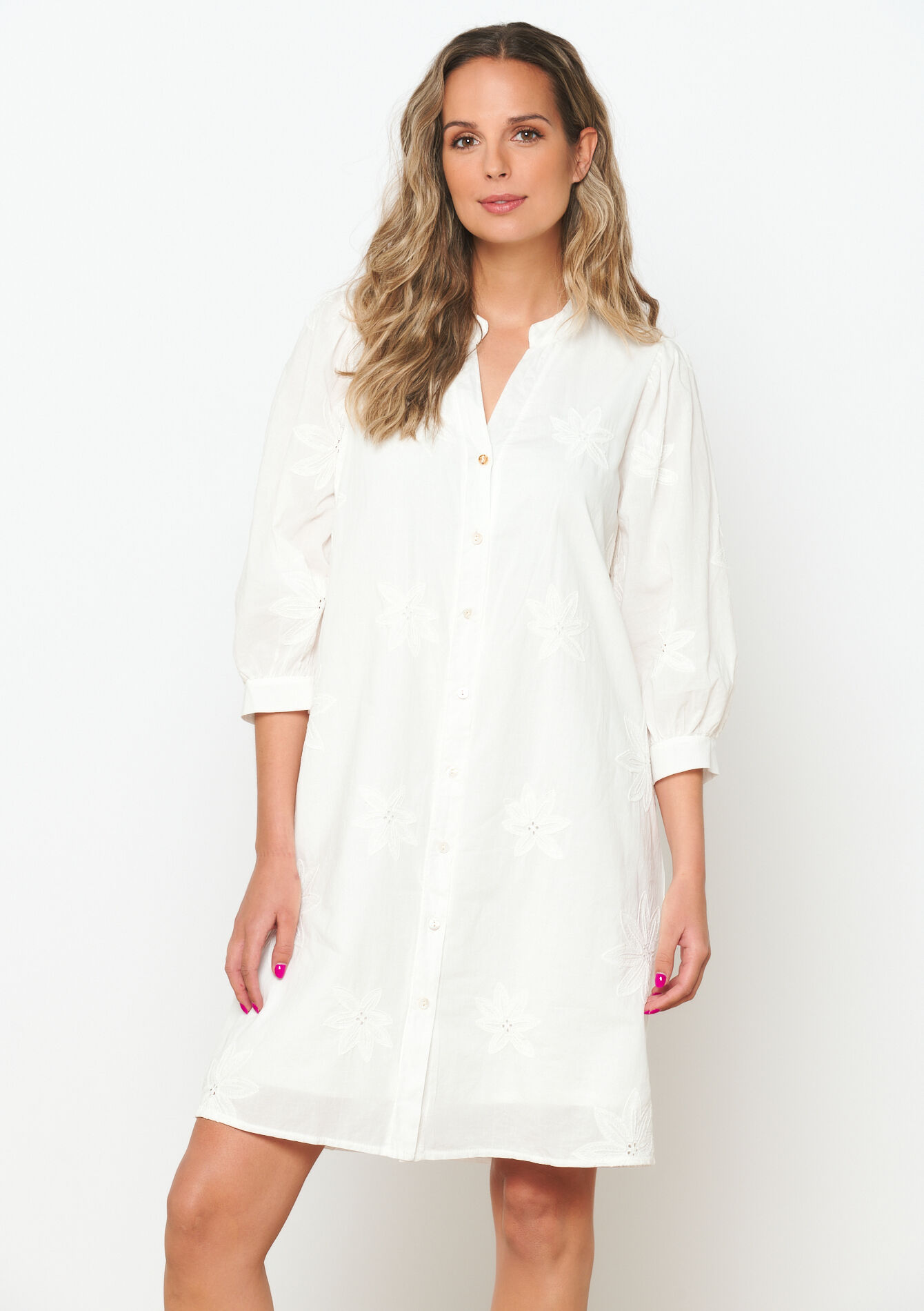 Robe évasée avec broderie, Robe évasée avec broderie - VANILLA WHITE - 08103648_1013