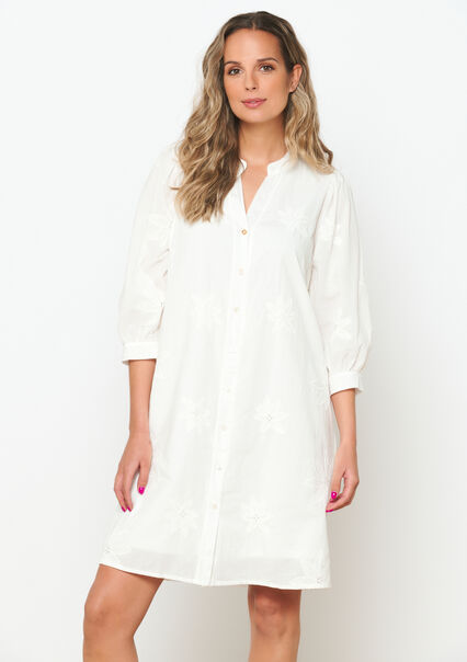 A-lijn jurk met borduursel - VANILLA WHITE  - 08103648_1013