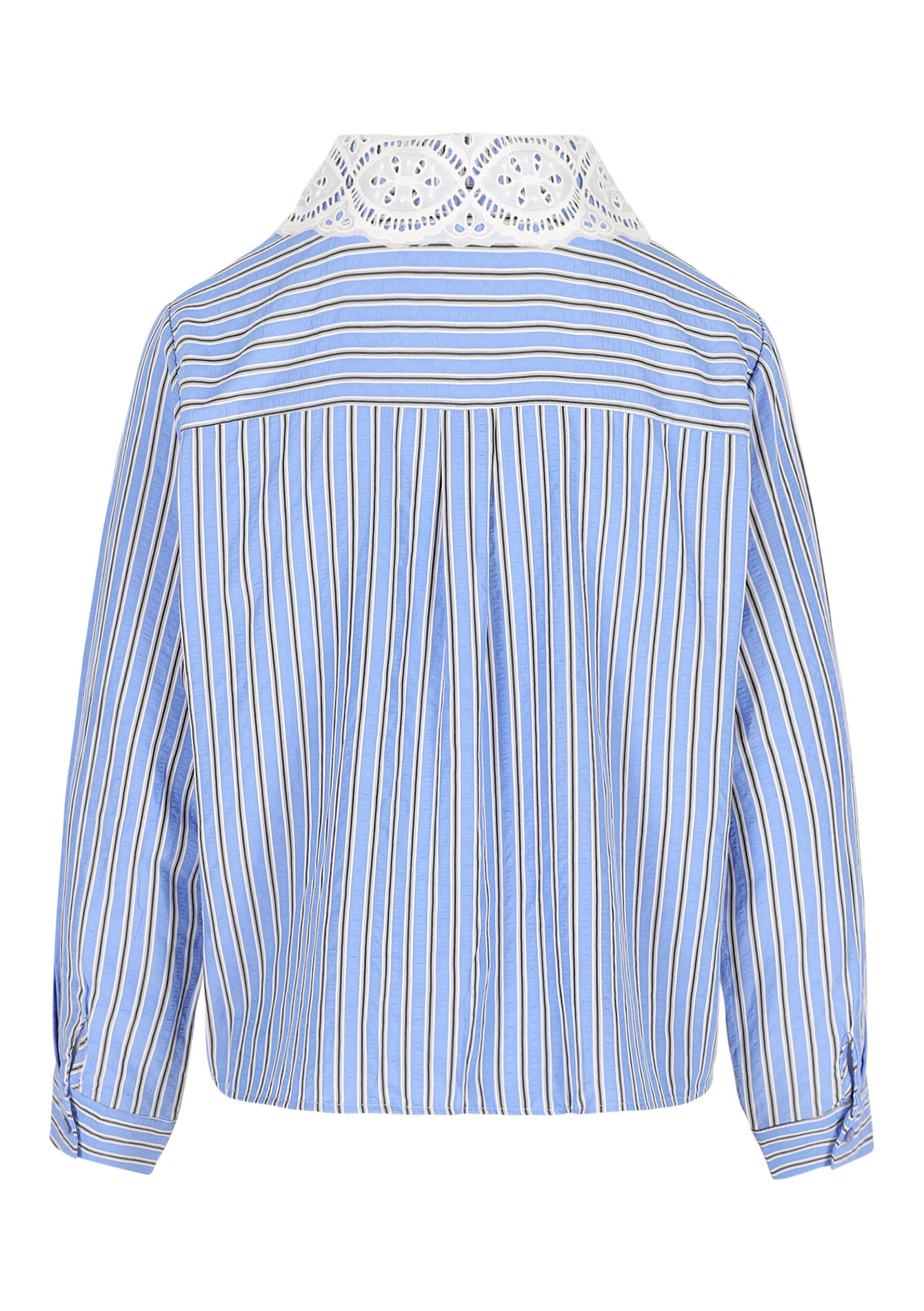 Gestreept hemd met macramékraag - BLUE PASTEL - 05702872_3003