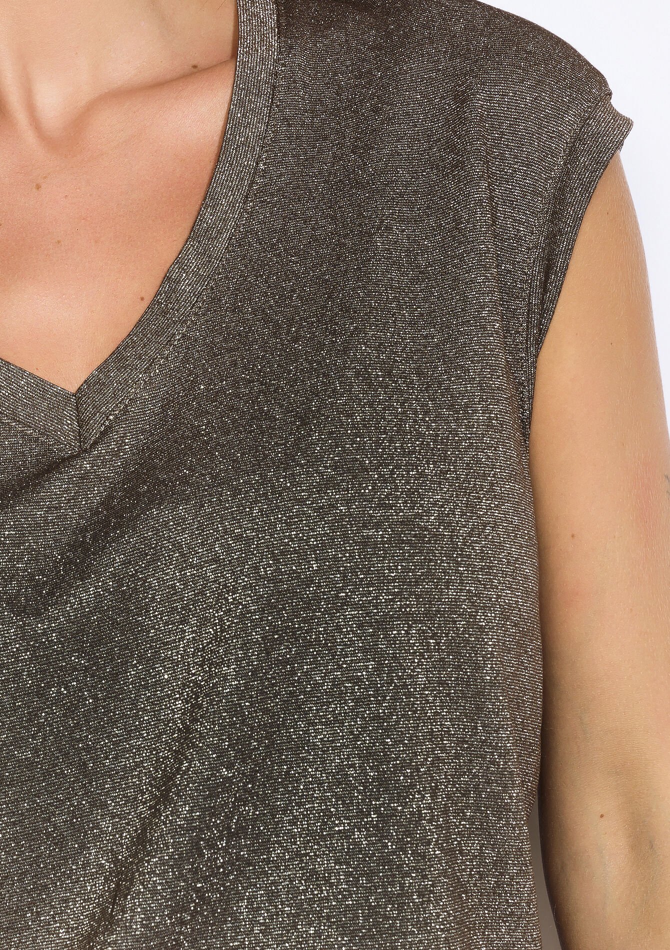 Glinsterende t-shirt, Glinsterende t-shirt - BROWN DARK CHOCOLATE - 02301917_3720