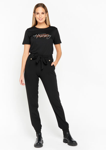 Paperbag trousers - BLACK - 06600713_1119