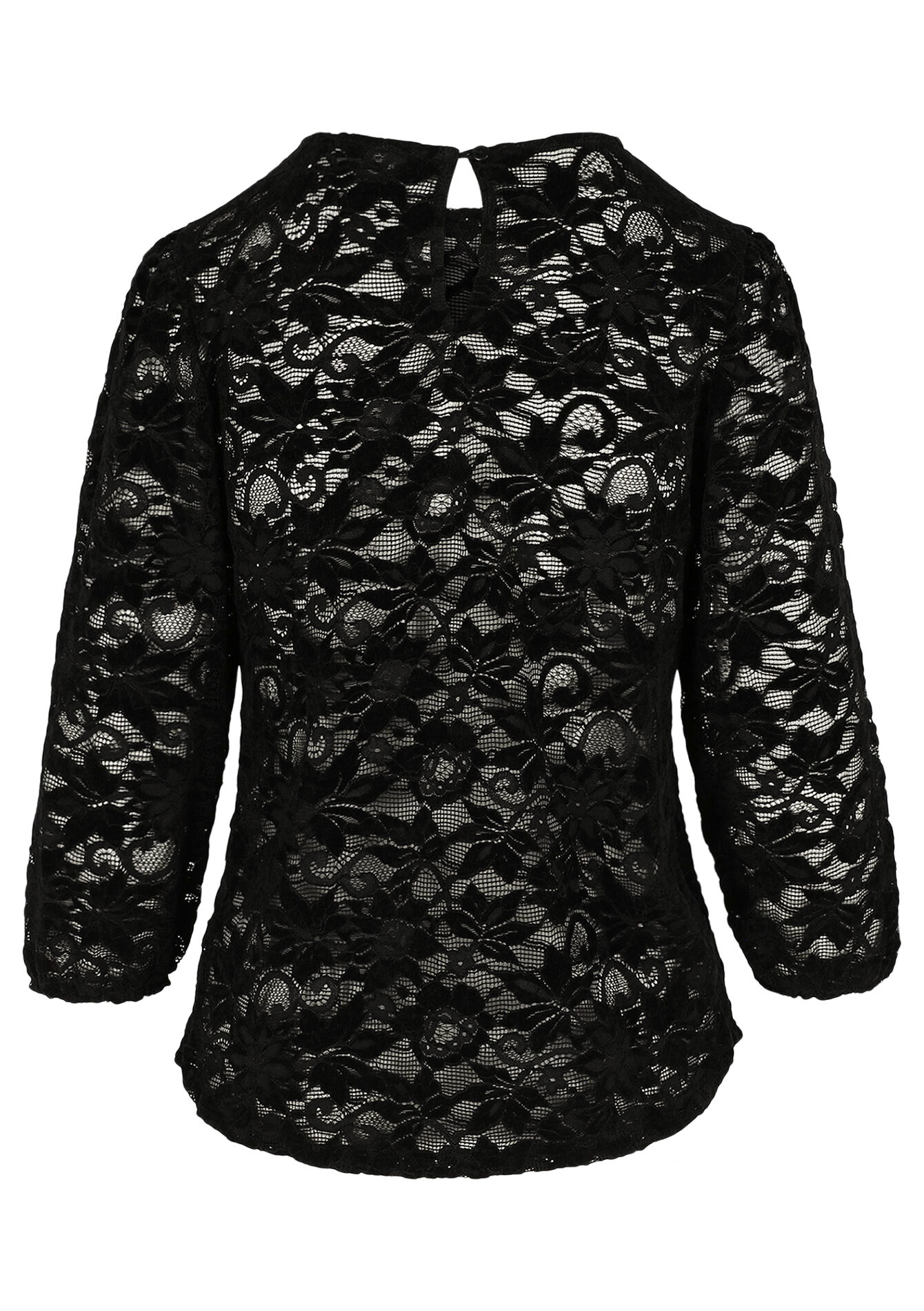 Haut dentelle manche 3/4, Haut dentelle manche 3/4 - BLACK - 02301923_1119