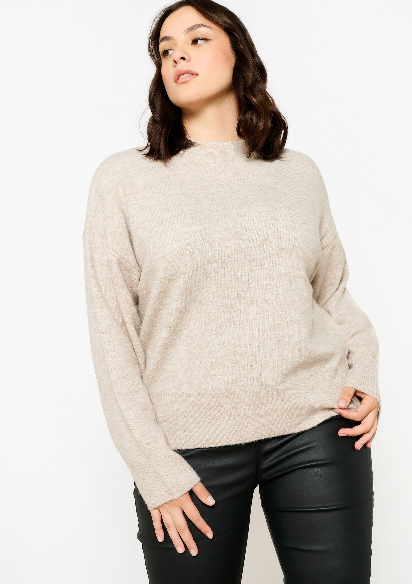 Basic trui met ronde hals, Basic trui met ronde hals - LIGHT TAUPE - 04006525_2572