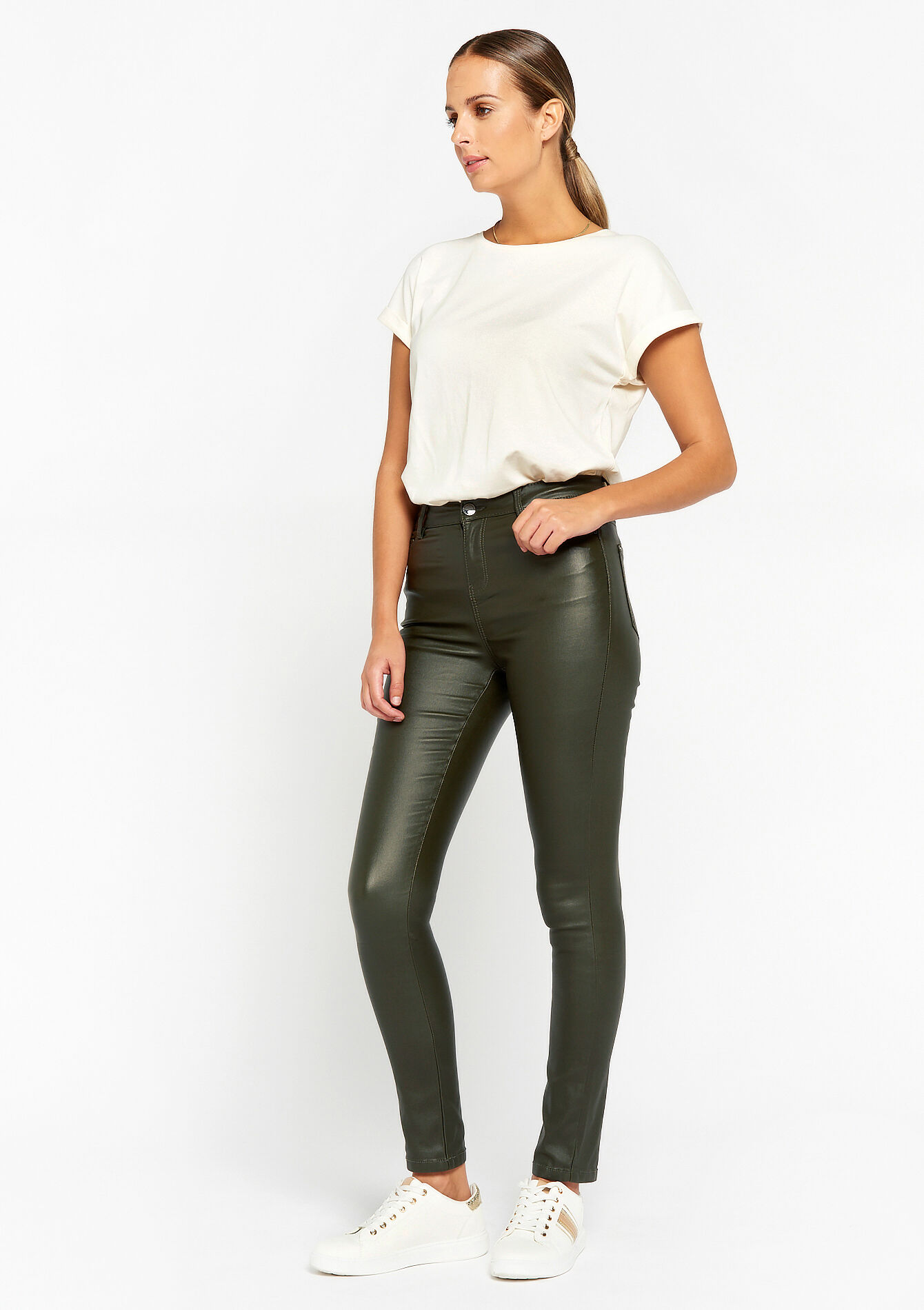 Gecoate skinny broek, Gecoate skinny broek - KHAKI DARKY - 06004355_4208