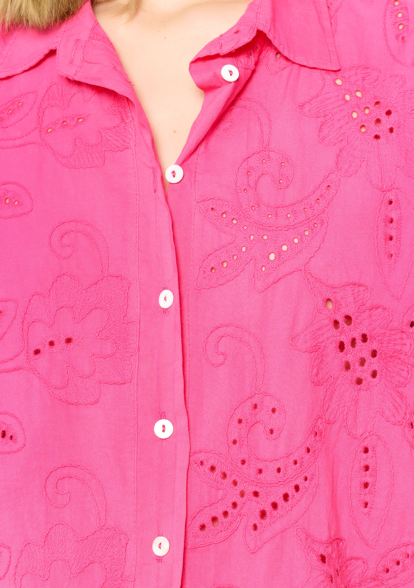 Embroidered shirt, Embroidered shirt - FUCHSIA - 05702590_5626